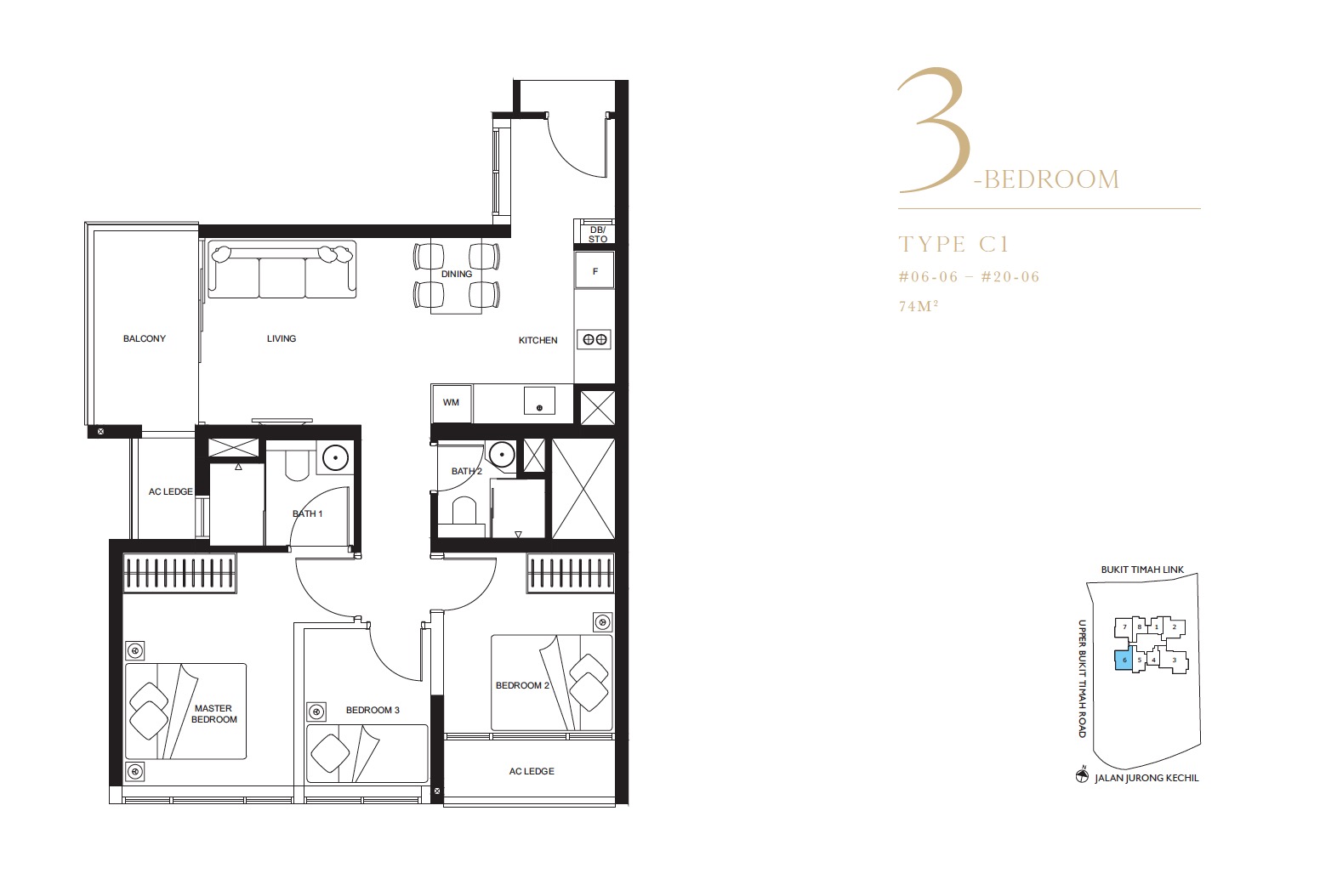 3-Bedroom Type C1 Floor Plan