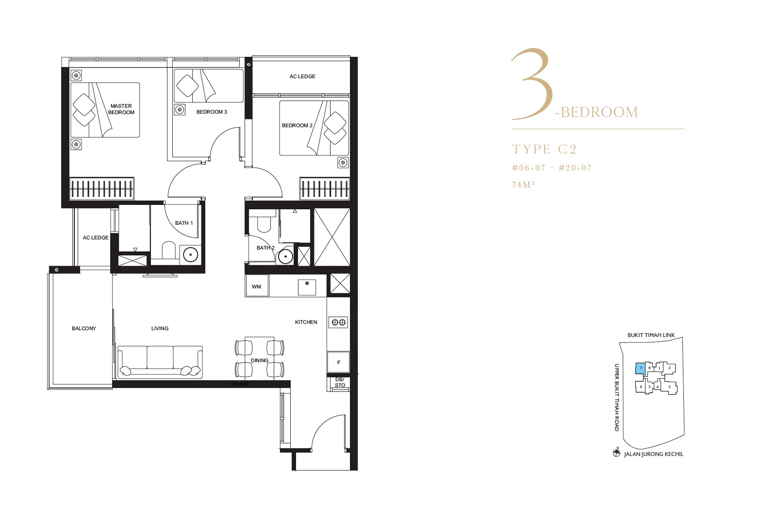 3-Bedroom Type C2 Floor Plan