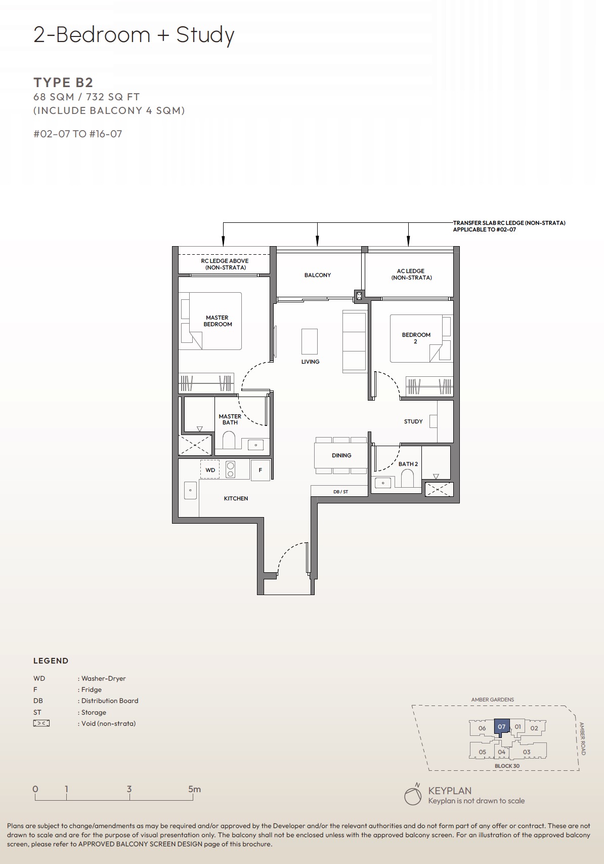 Amber House – Floor Plan 2BR +Study