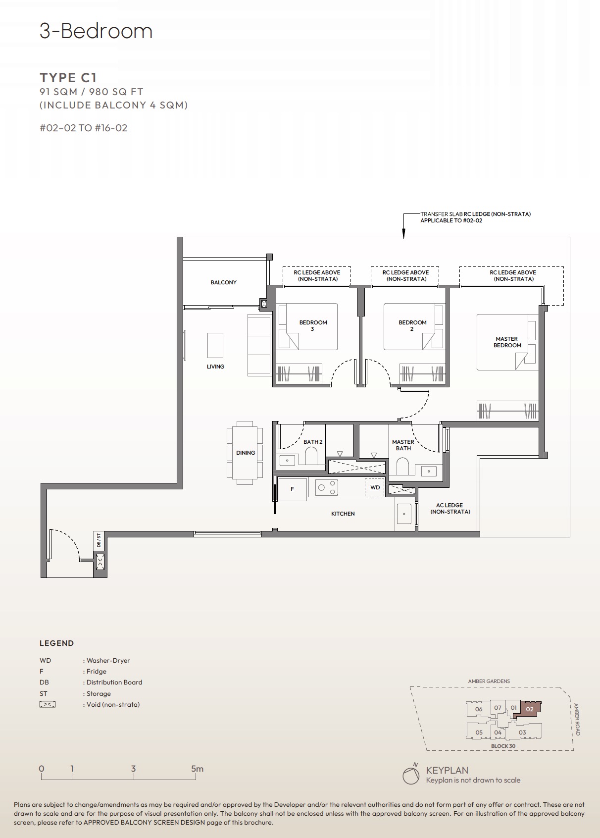 Amber House – Floor Plan 3BR C1