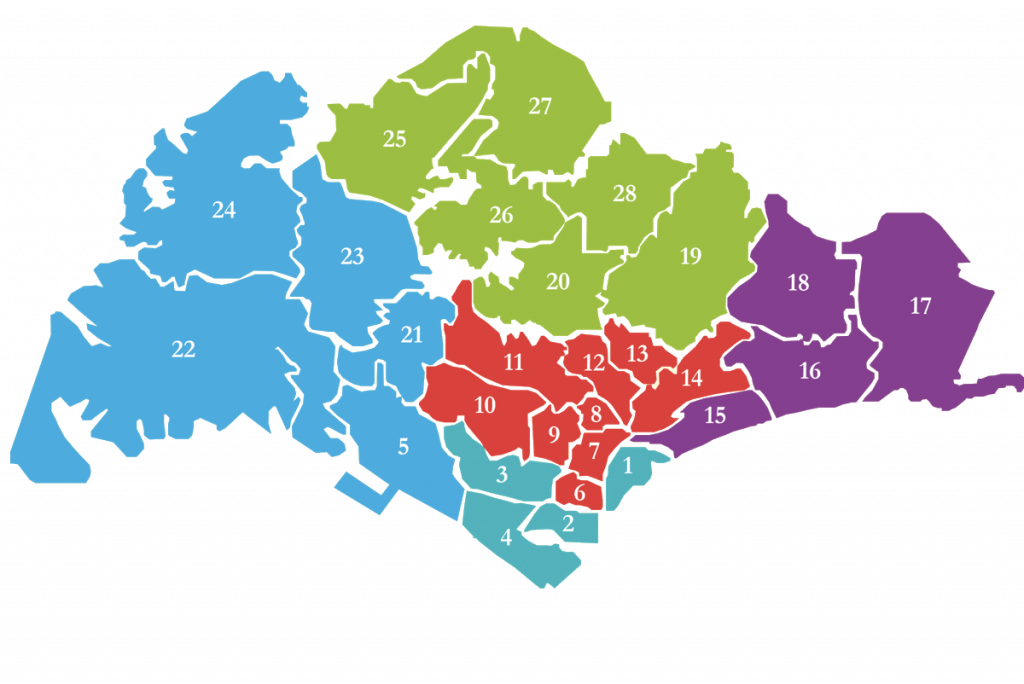 Singapore District Map 1024×684