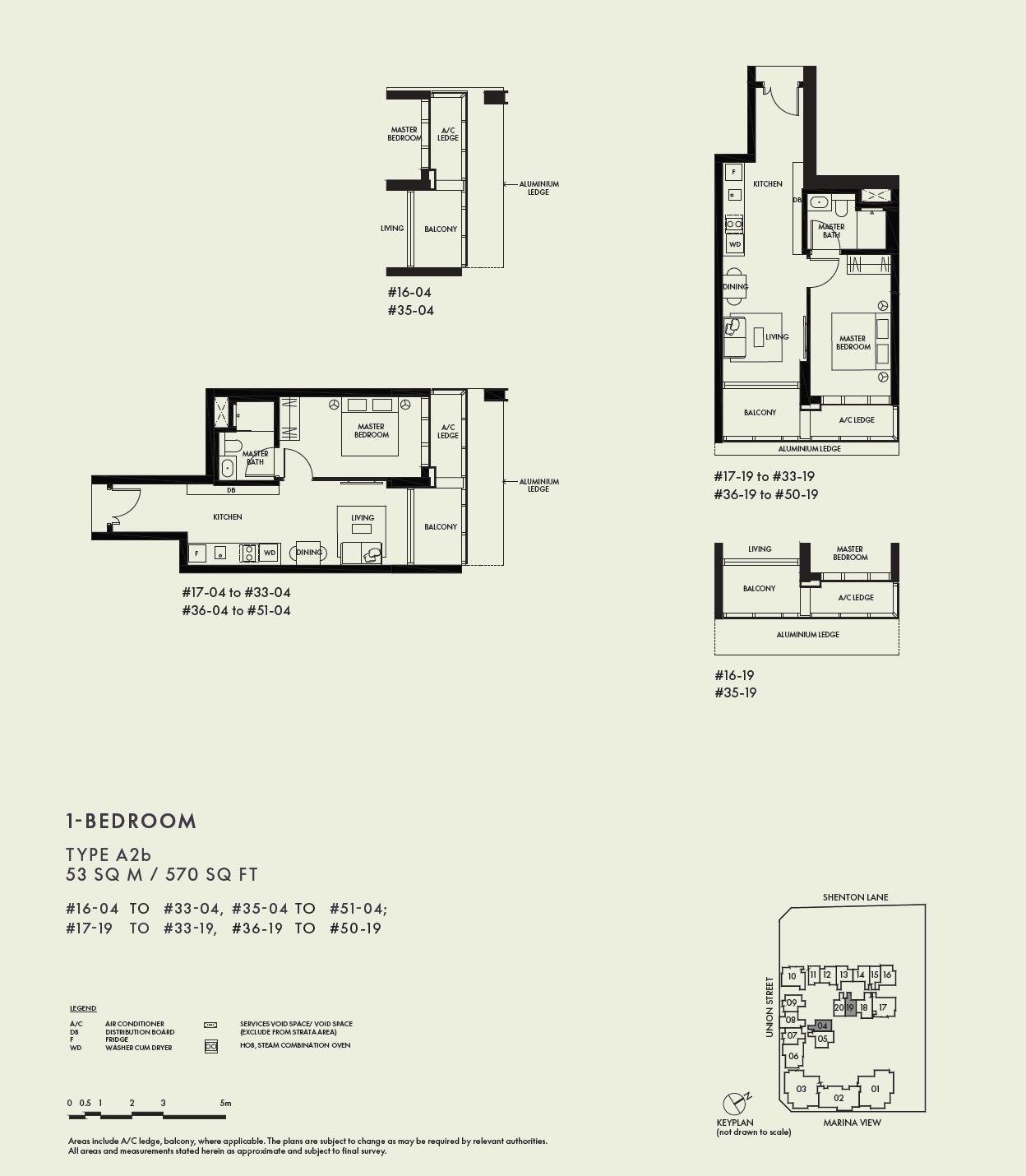 W Residences Floor Plan 1BR A2b