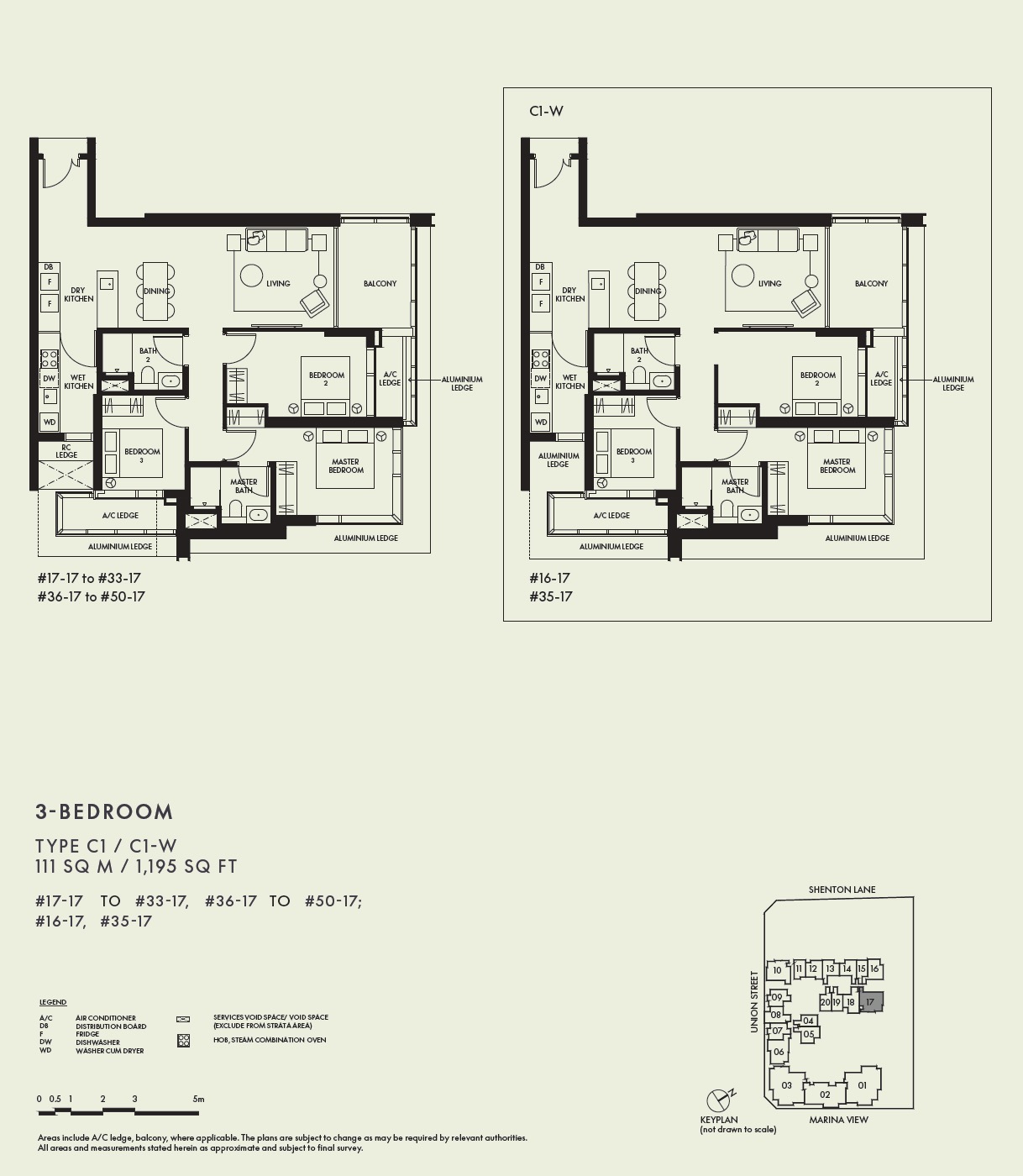 W Residences Floor Plan 3BR C1