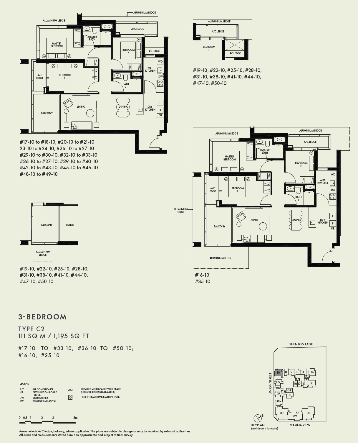 W Residences Floor Plan 3BR C2