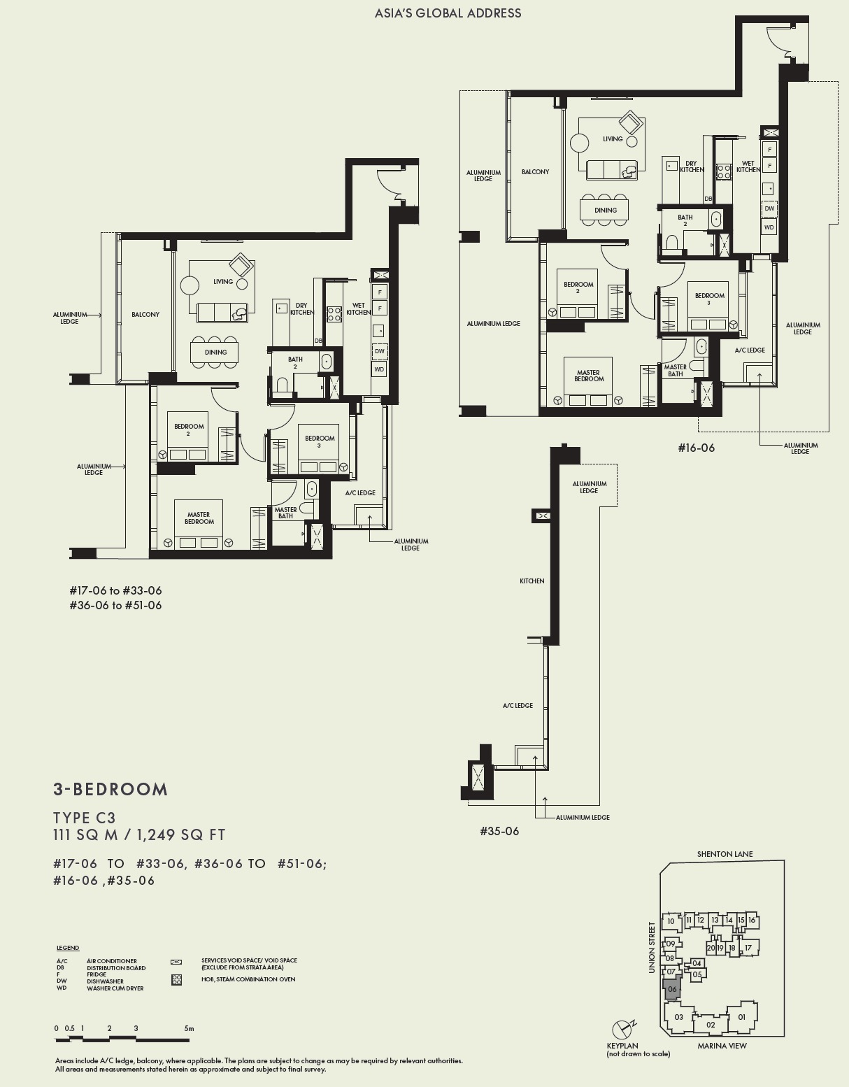 W Residences Floor Plan 3BR C3