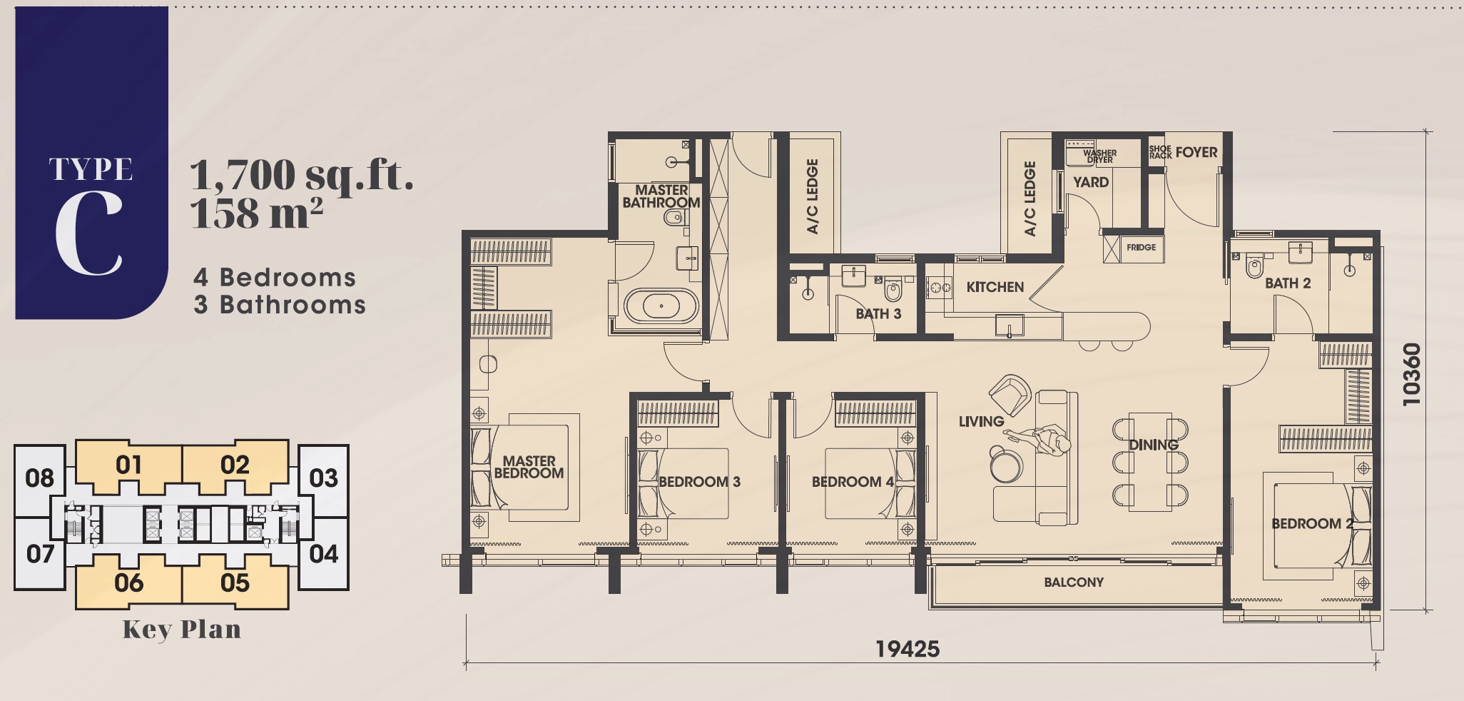 Arden OBS Johor Floor Plan 4BR C 1700sf