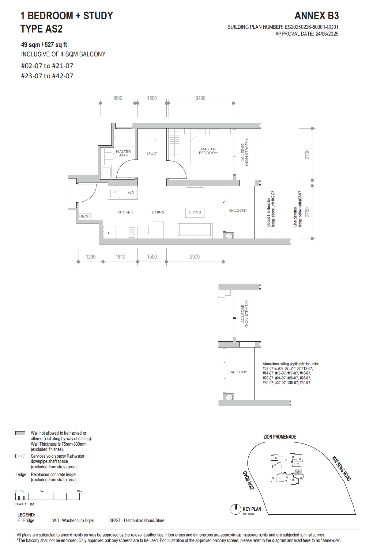Promenade Peak 1+Study AS2 Floor Plan