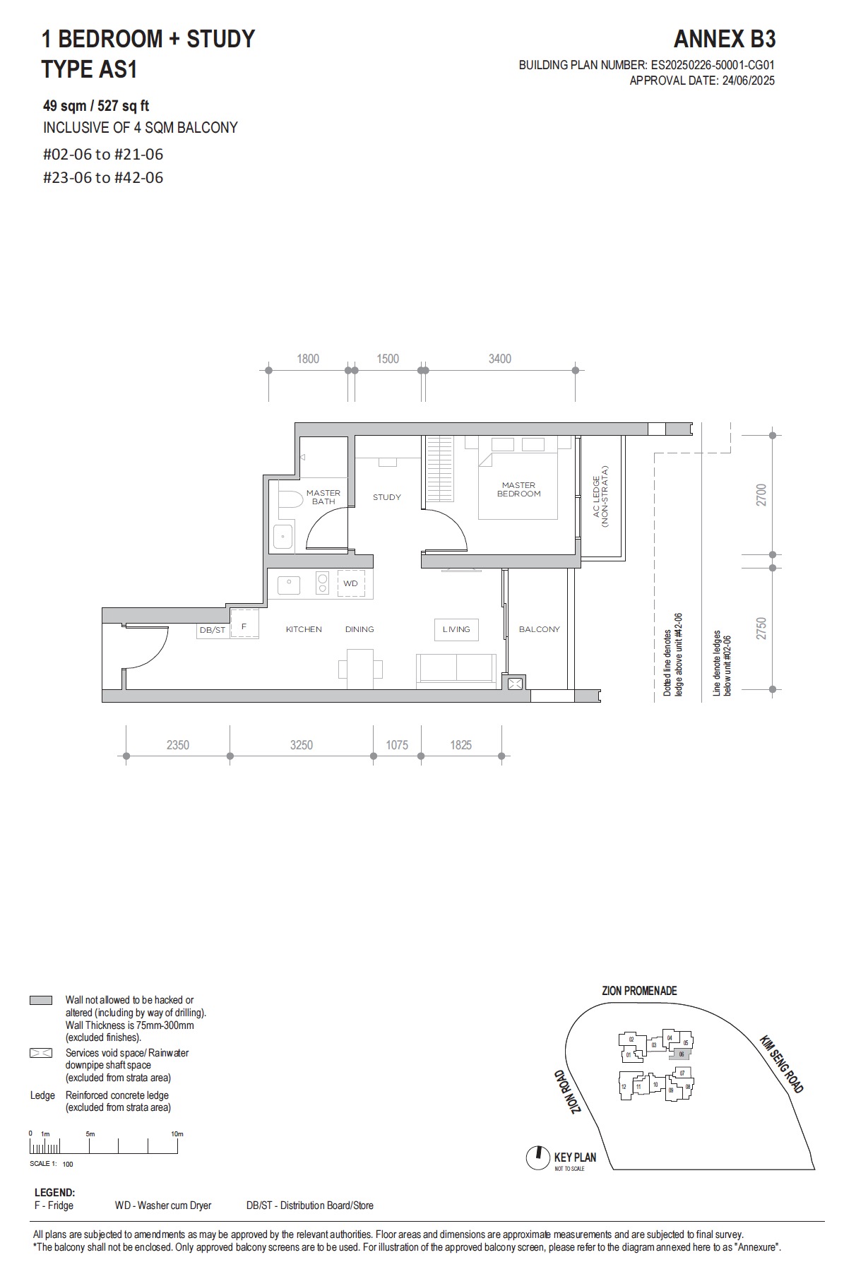 Promenade Peak 1+Study Floor Plan