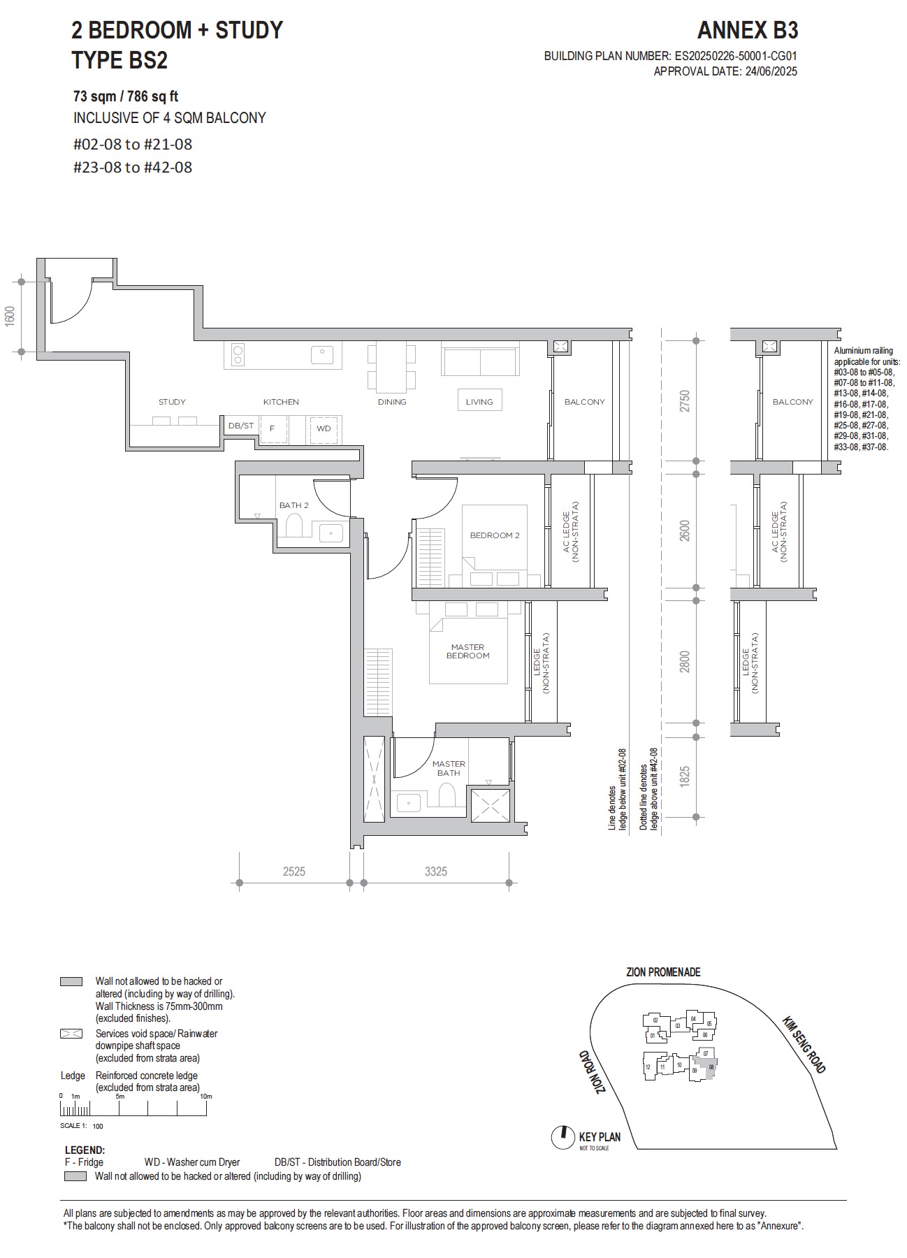 Promenade Peak 2BR+S BS2 Floor Plan