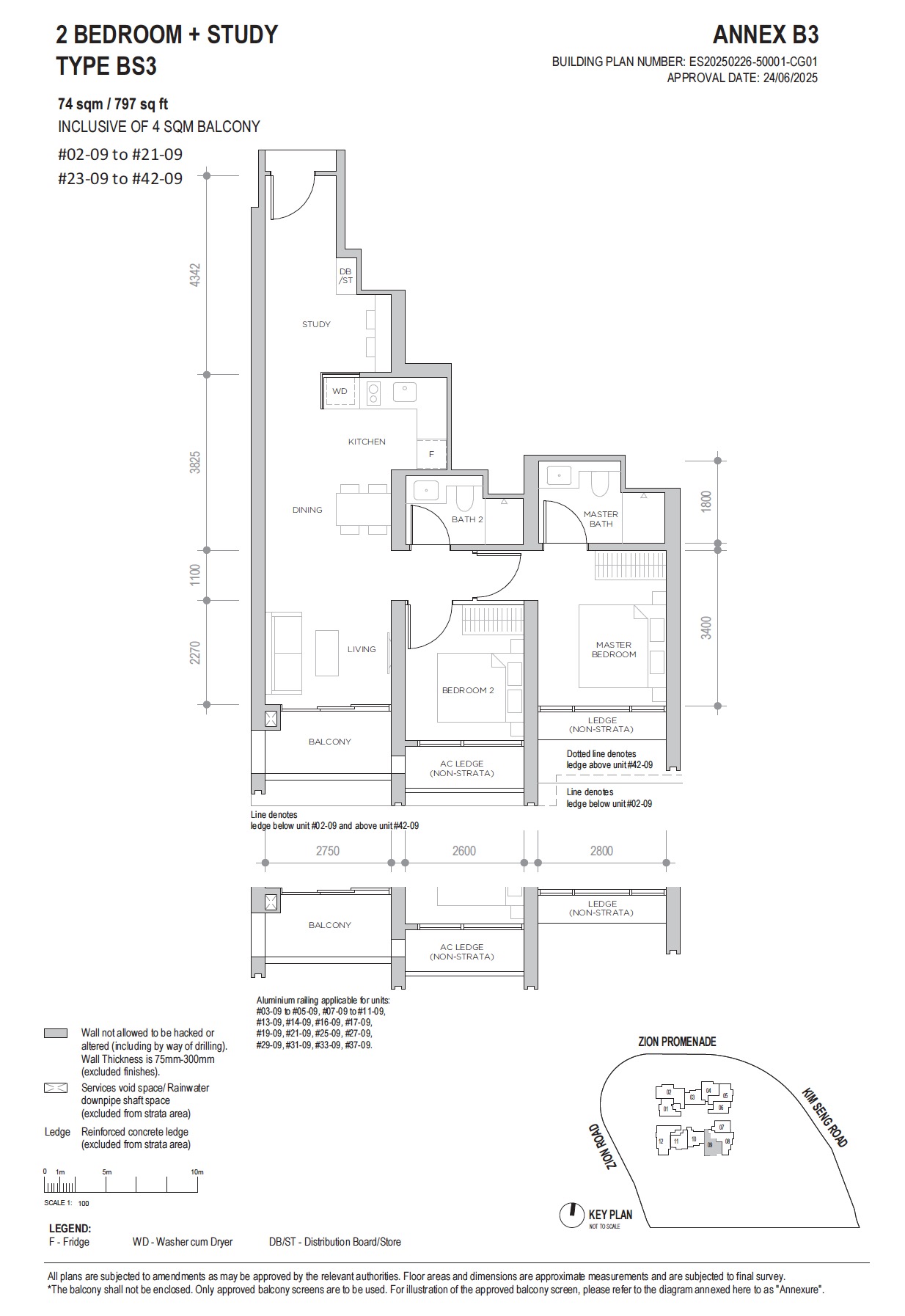 Promenade Peak 2BR+S BS3 Floor Plan