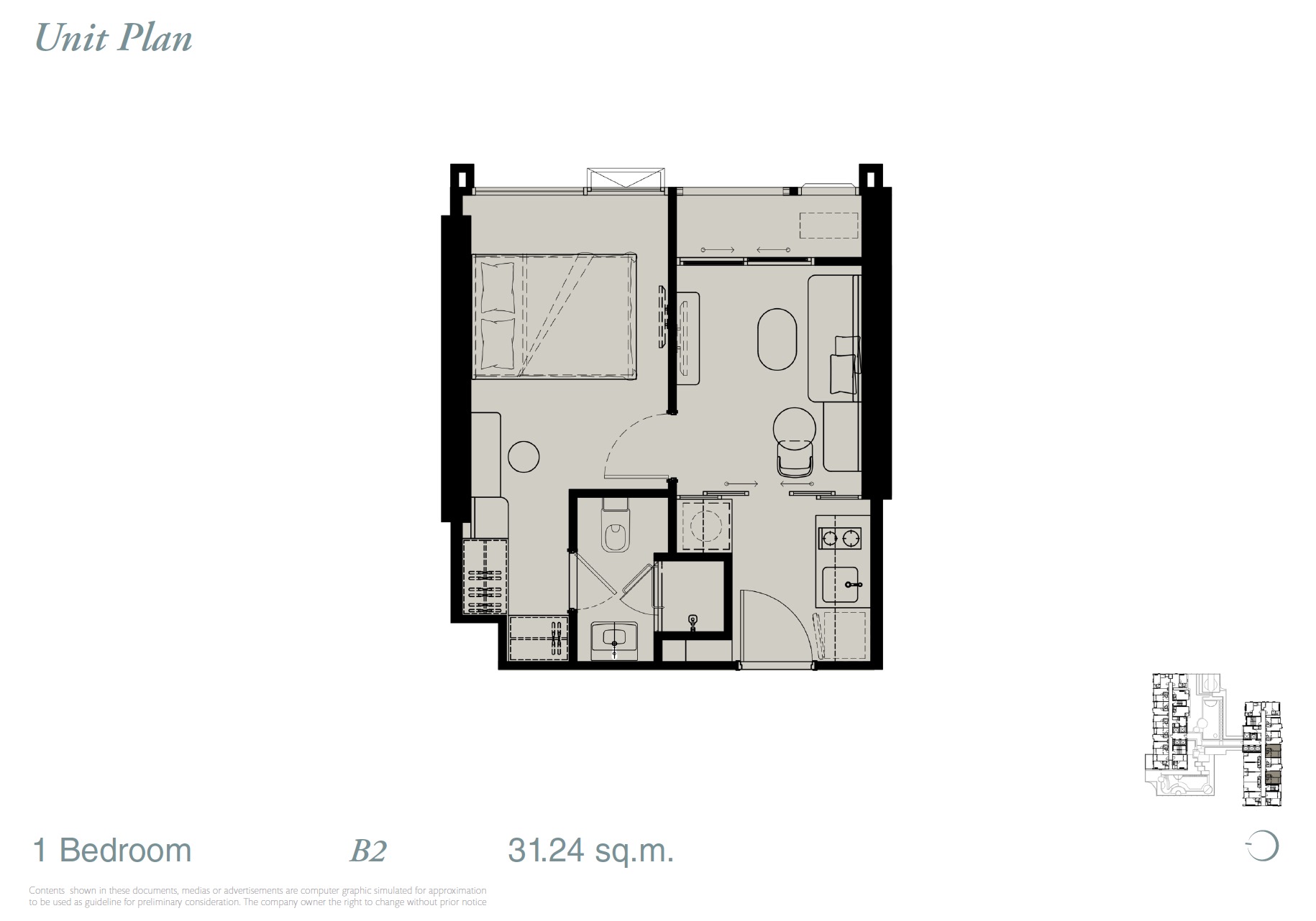 Reference Sathorn WWY – 1BR B2 Floor Plan