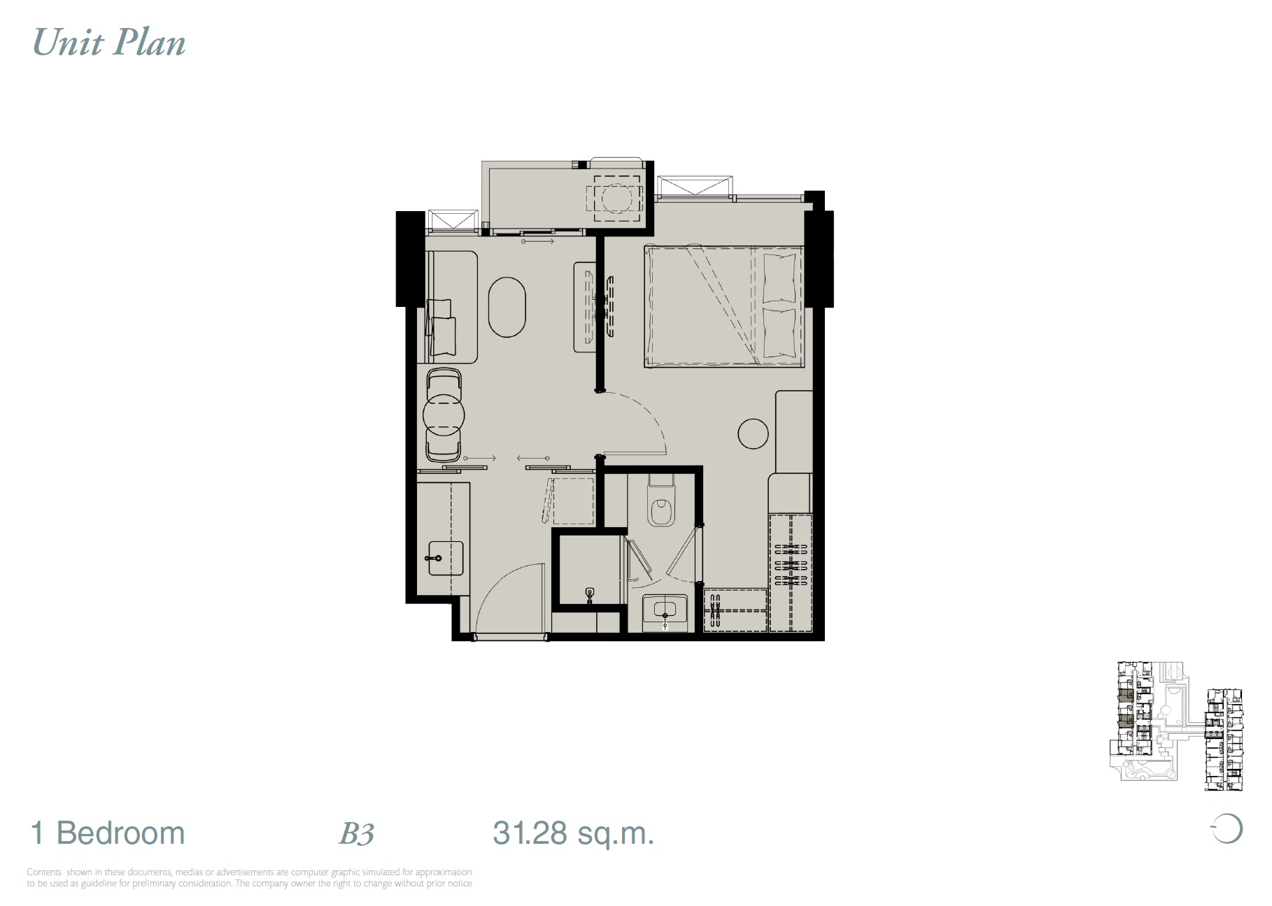 Reference Sathorn WWY – 1BR B3 Floor Plan