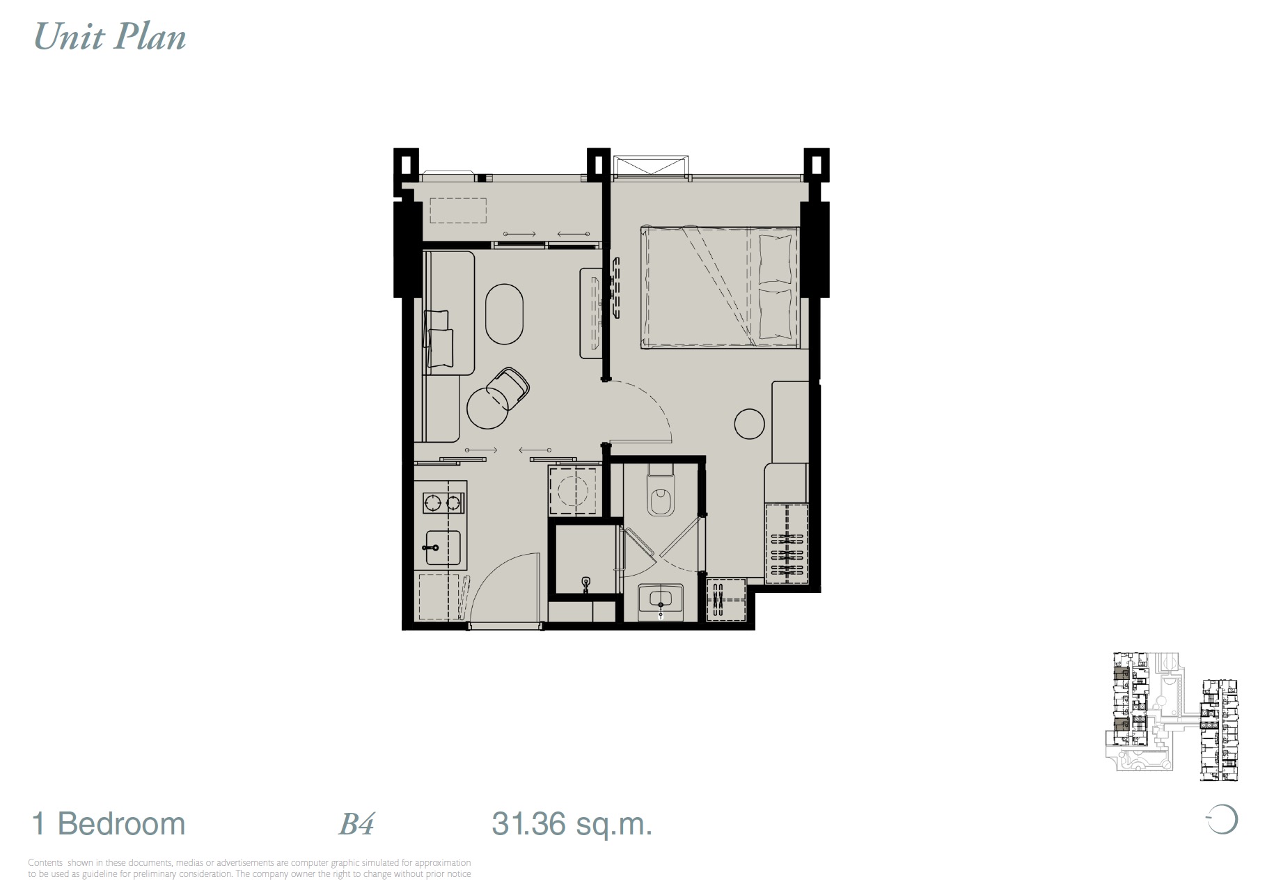 Reference Sathorn WWY – 1BR B4 Floor Plan