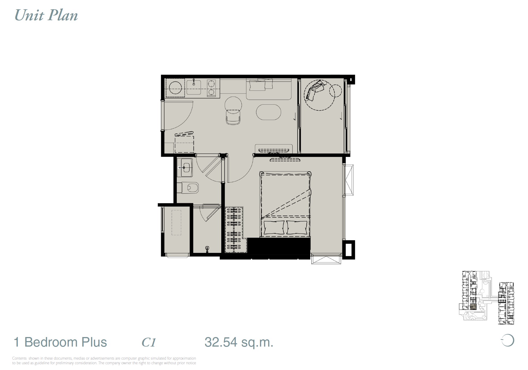 Reference Sathorn WWY – 1BR Plus C1 Floor Plan