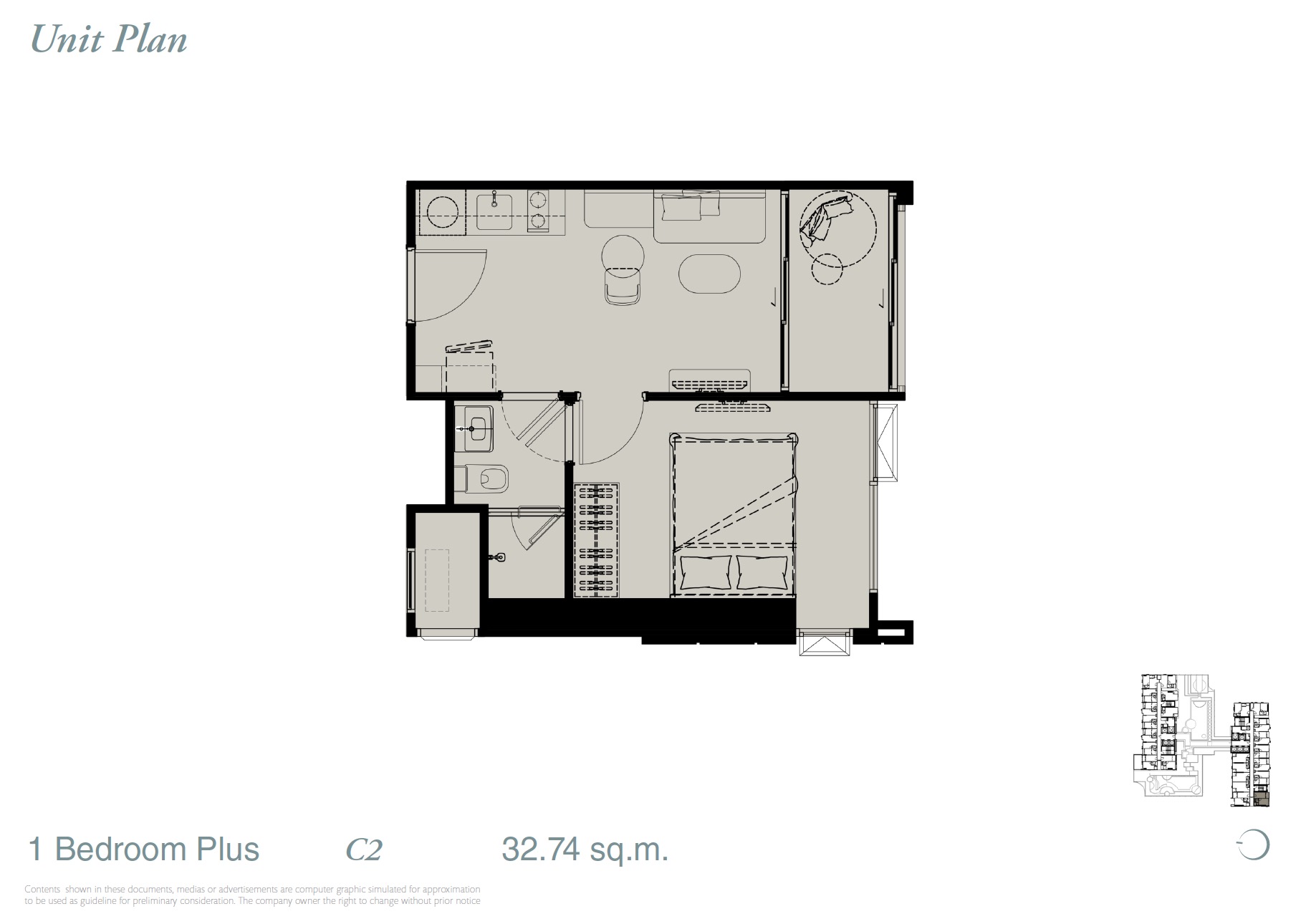 Reference Sathorn WWY – 1BR Plus C2 Floor Plan