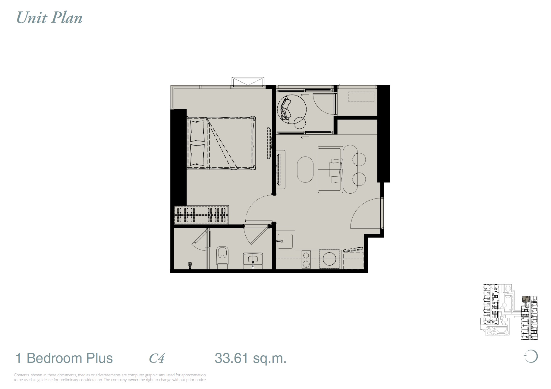 Reference Sathorn WWY – 1BR Plus C4 Floor Plan