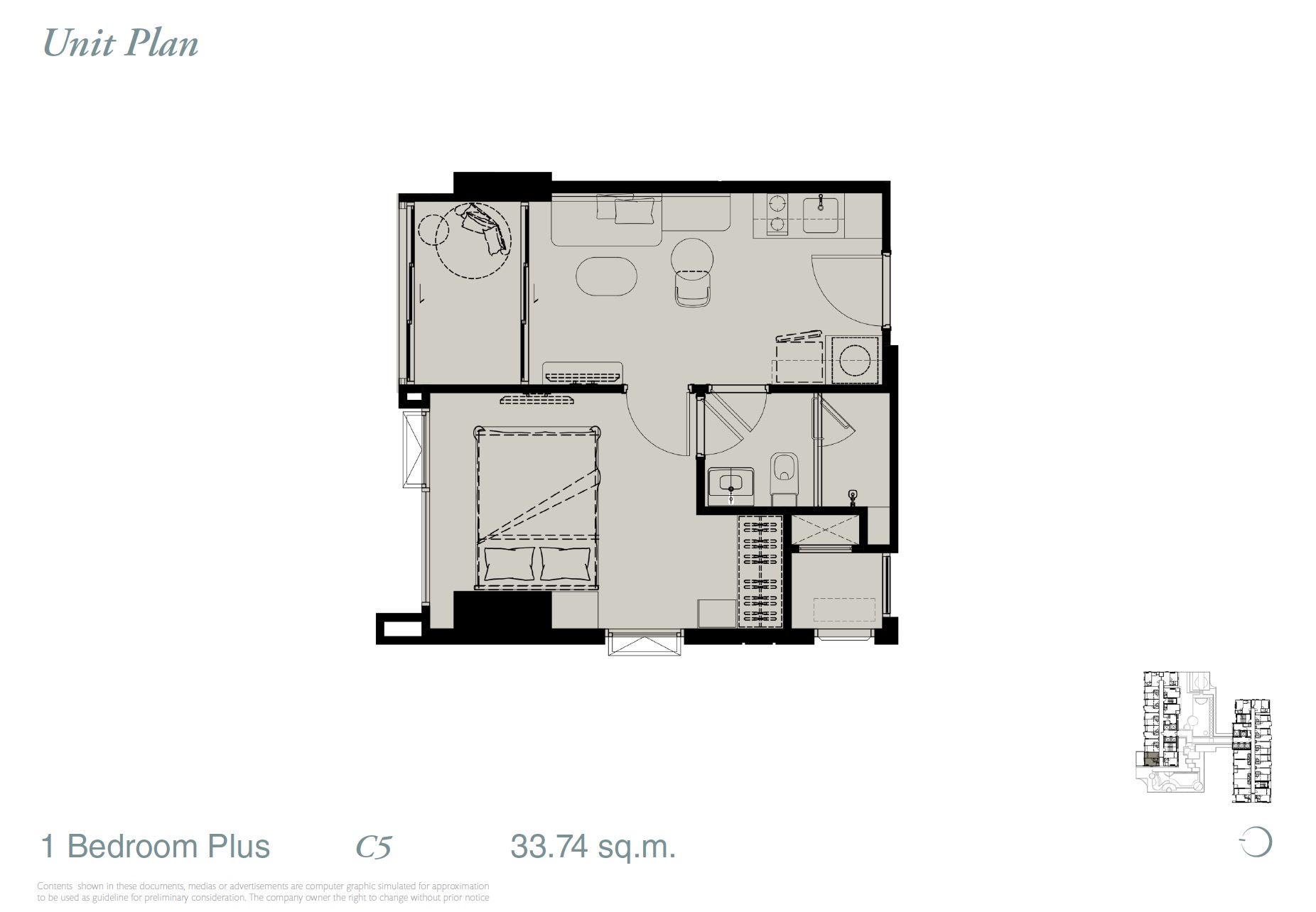 Reference Sathorn WWY – 1BR Plus C5 Floor Plan