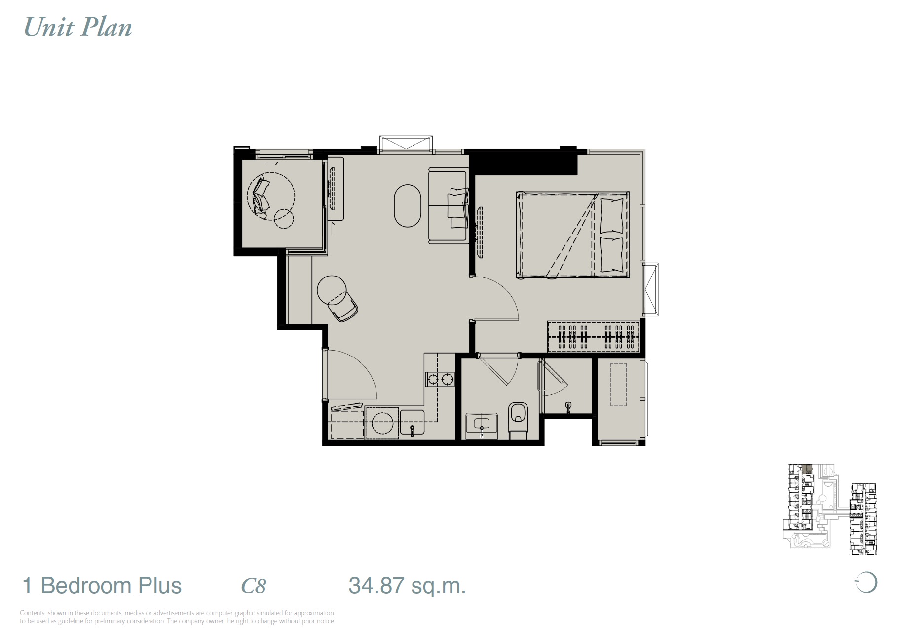 Reference Sathorn WWY – 1BR Plus C8 Floor Plan