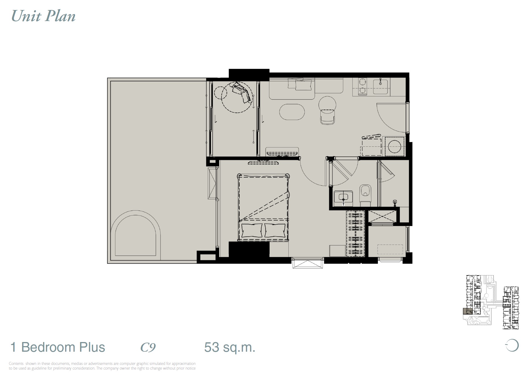 Reference Sathorn WWY – 1BR Plus C9 Floor Plan