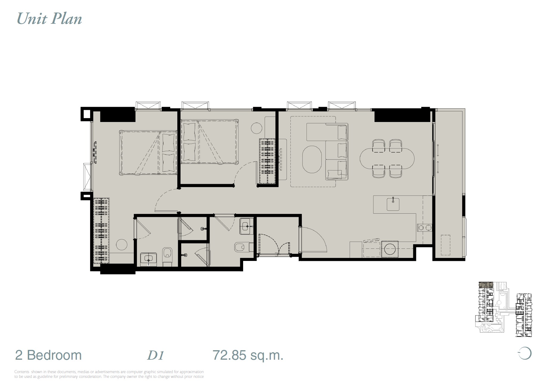 Reference Sathorn WWY – 2BR D1 Floor Plan