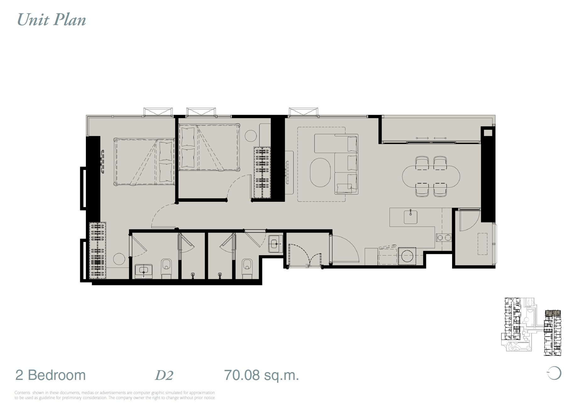 Reference Sathorn WWY – 2BR D2 Floor Plan