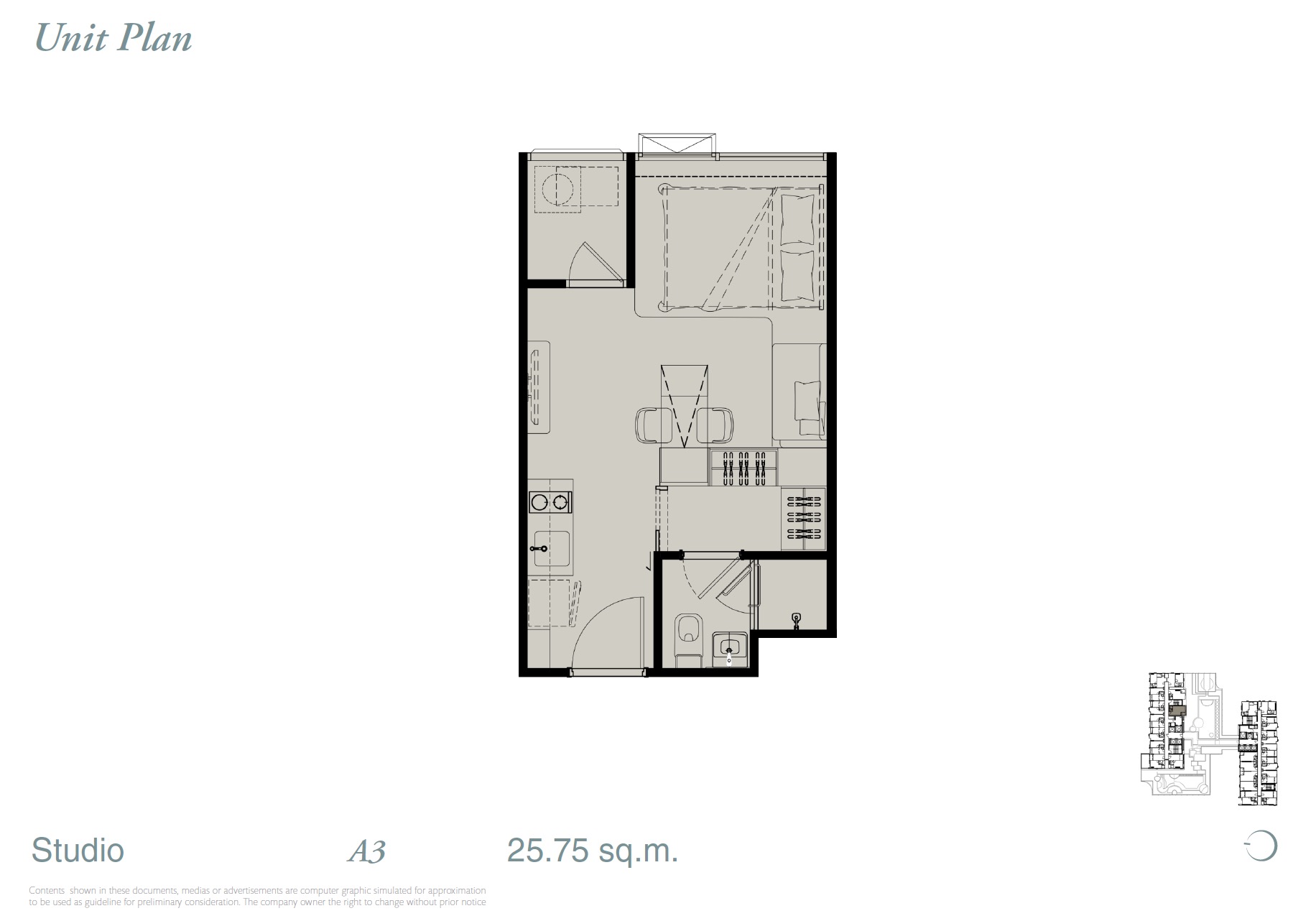 Reference Sathorn WWY – Studio A3 Floor Plan
