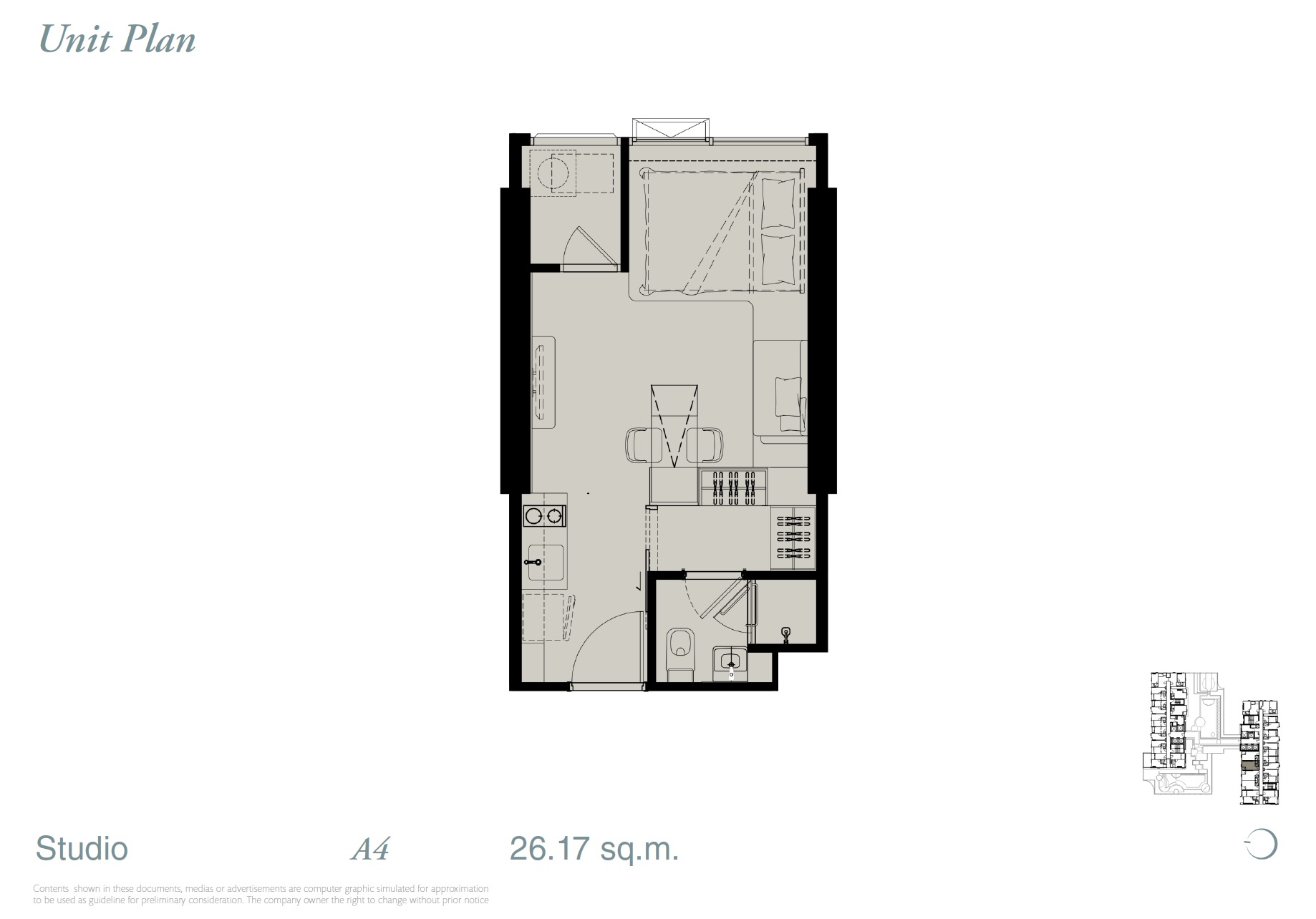 Reference Sathorn WWY – Studio A4 Floor Plan