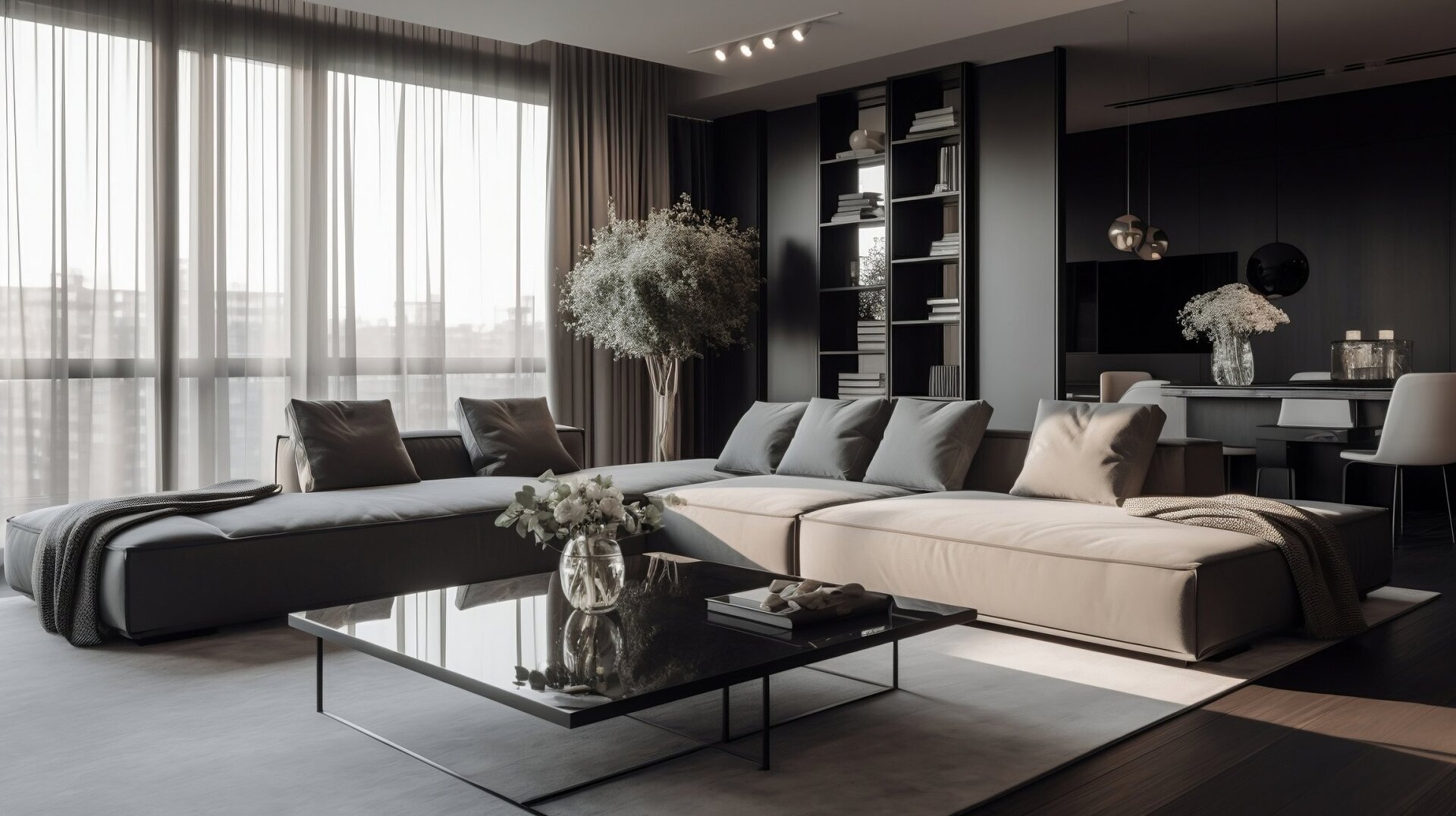 Luxury Modern Interior Design Big Room With Garden View