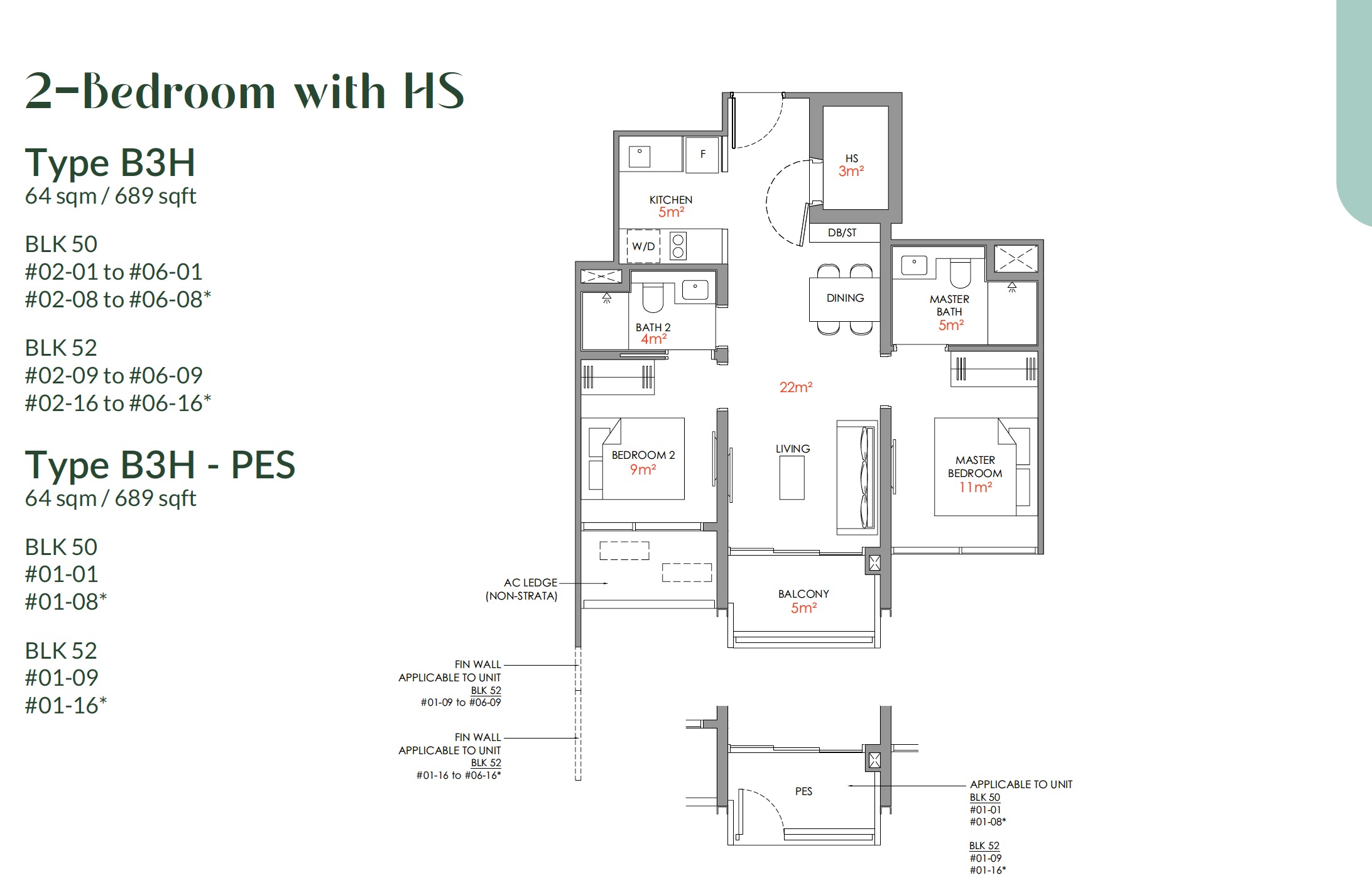 Narra Residences – 2BR HS B3H Floor Plan