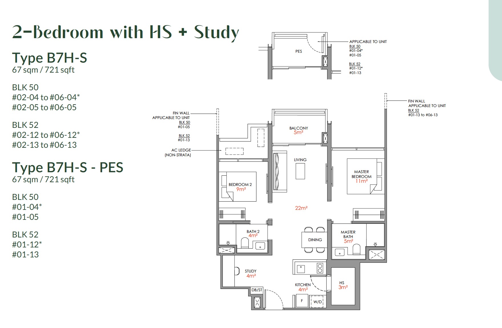 Narra Residences – 2BR HS B7H Floor Plan
