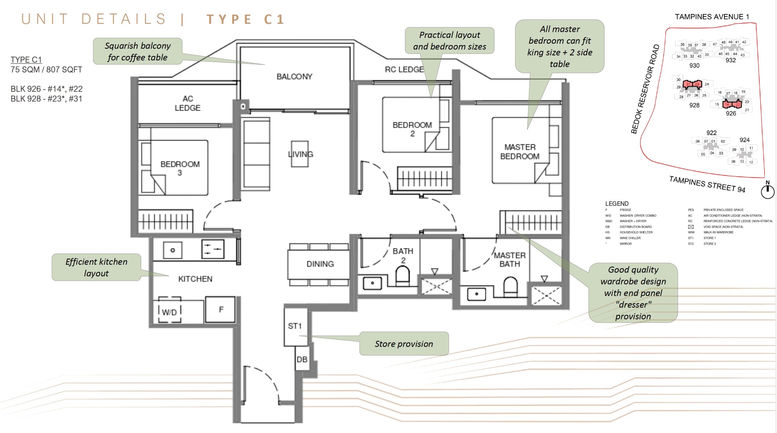 Pinery Residences – 3BR Type C1 Floor Plan