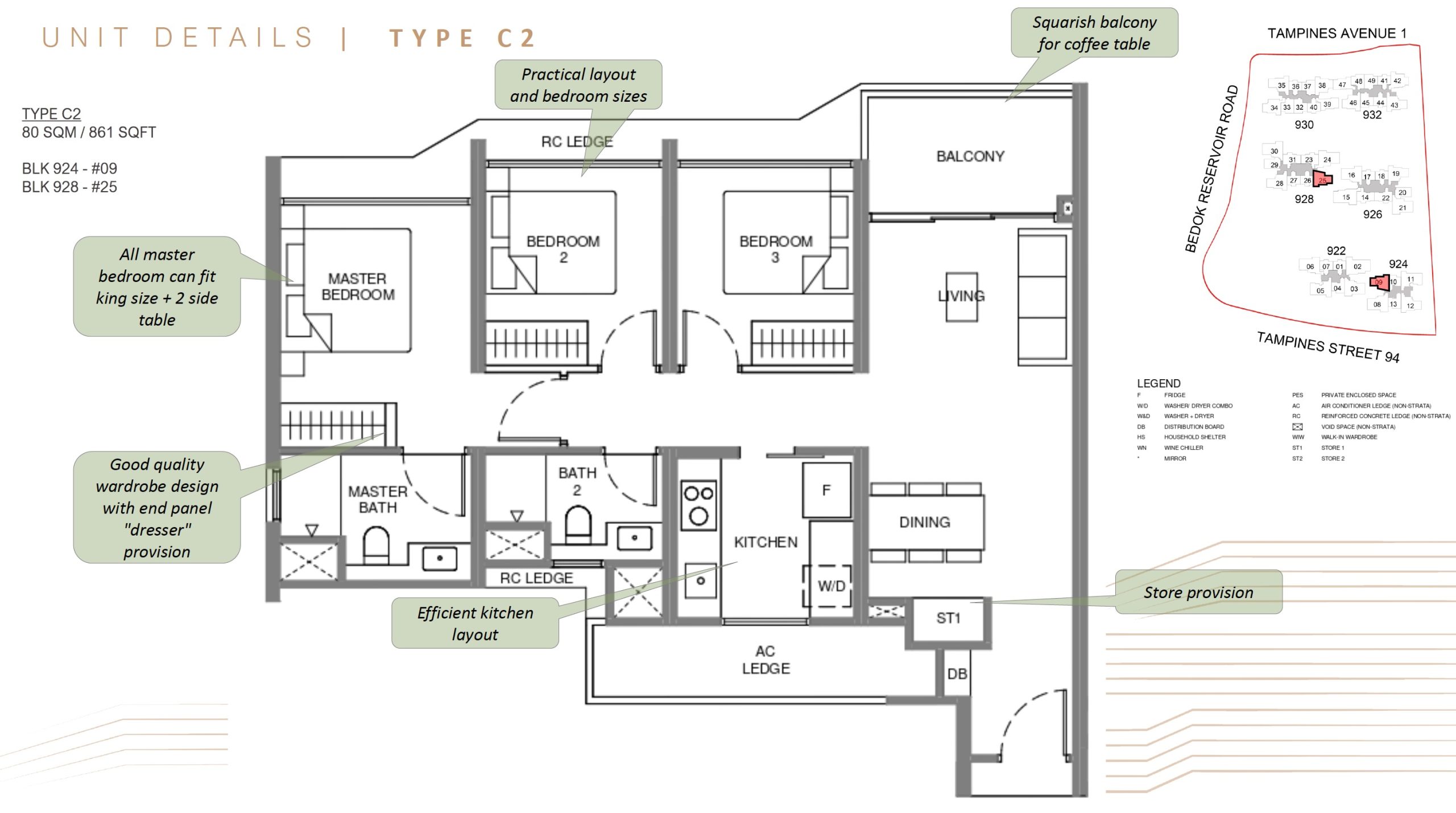 Pinery Residences – 3BR Type C2 Floor Plan