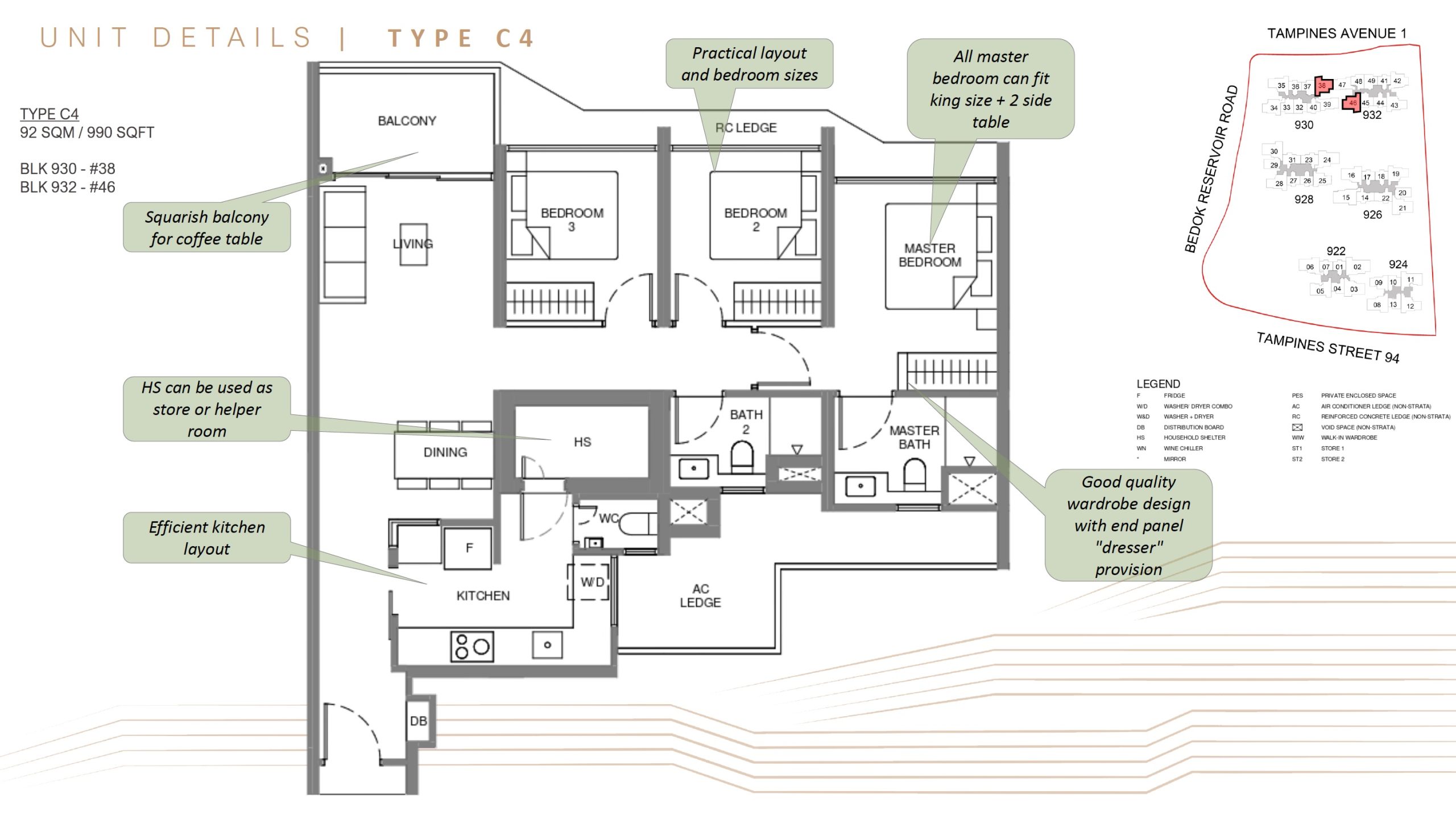Pinery Residences – 3BR Type C4 Floor Plan