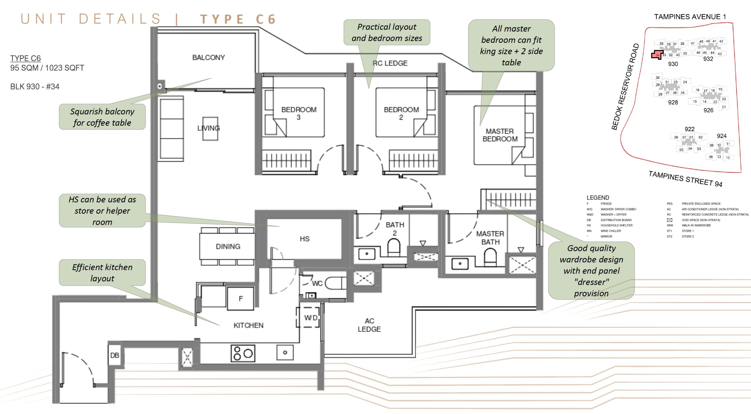Pinery Residences – 3BR Type C6 Floor Plan
