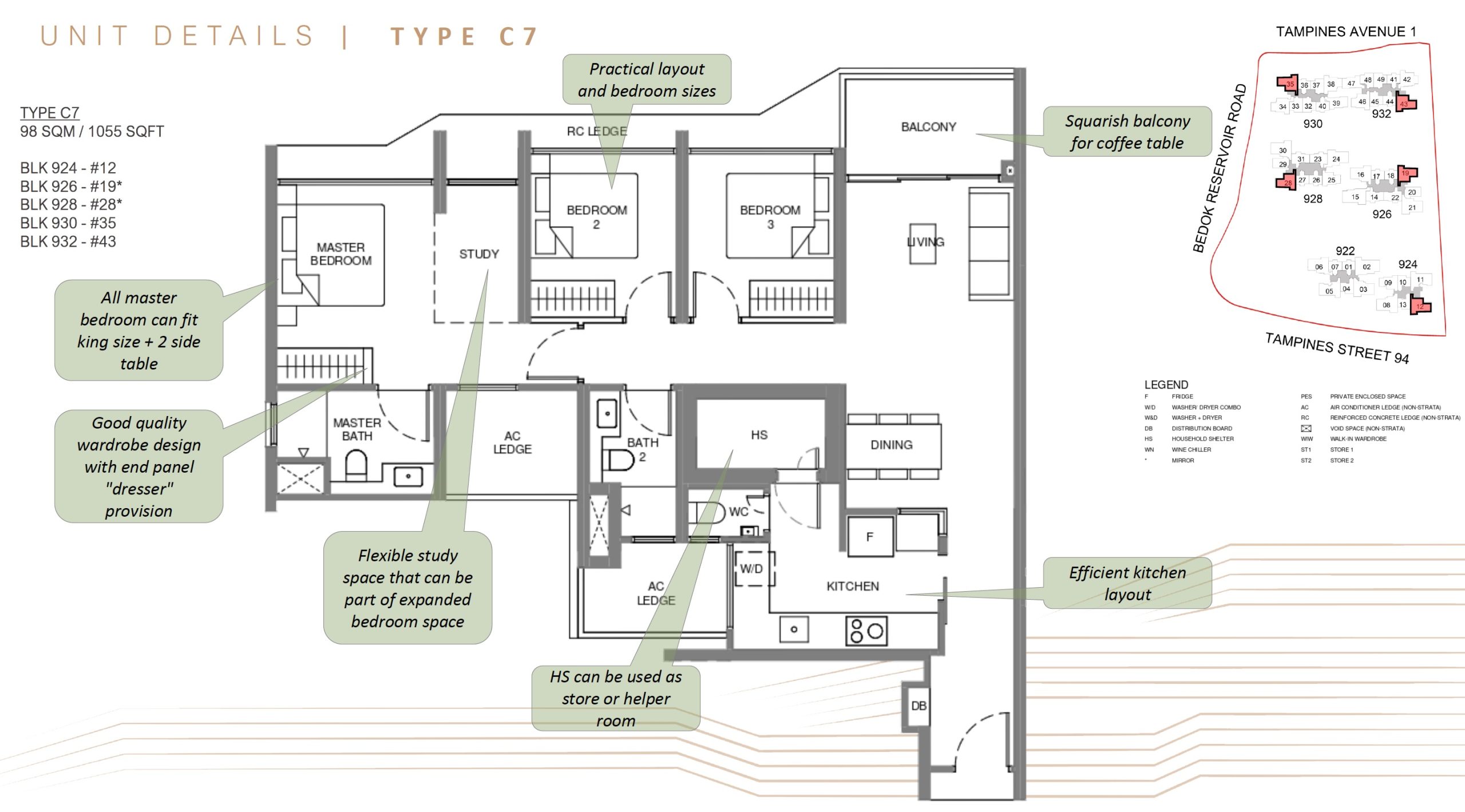 Pinery Residences – 3BR Type C7 Floor Plan