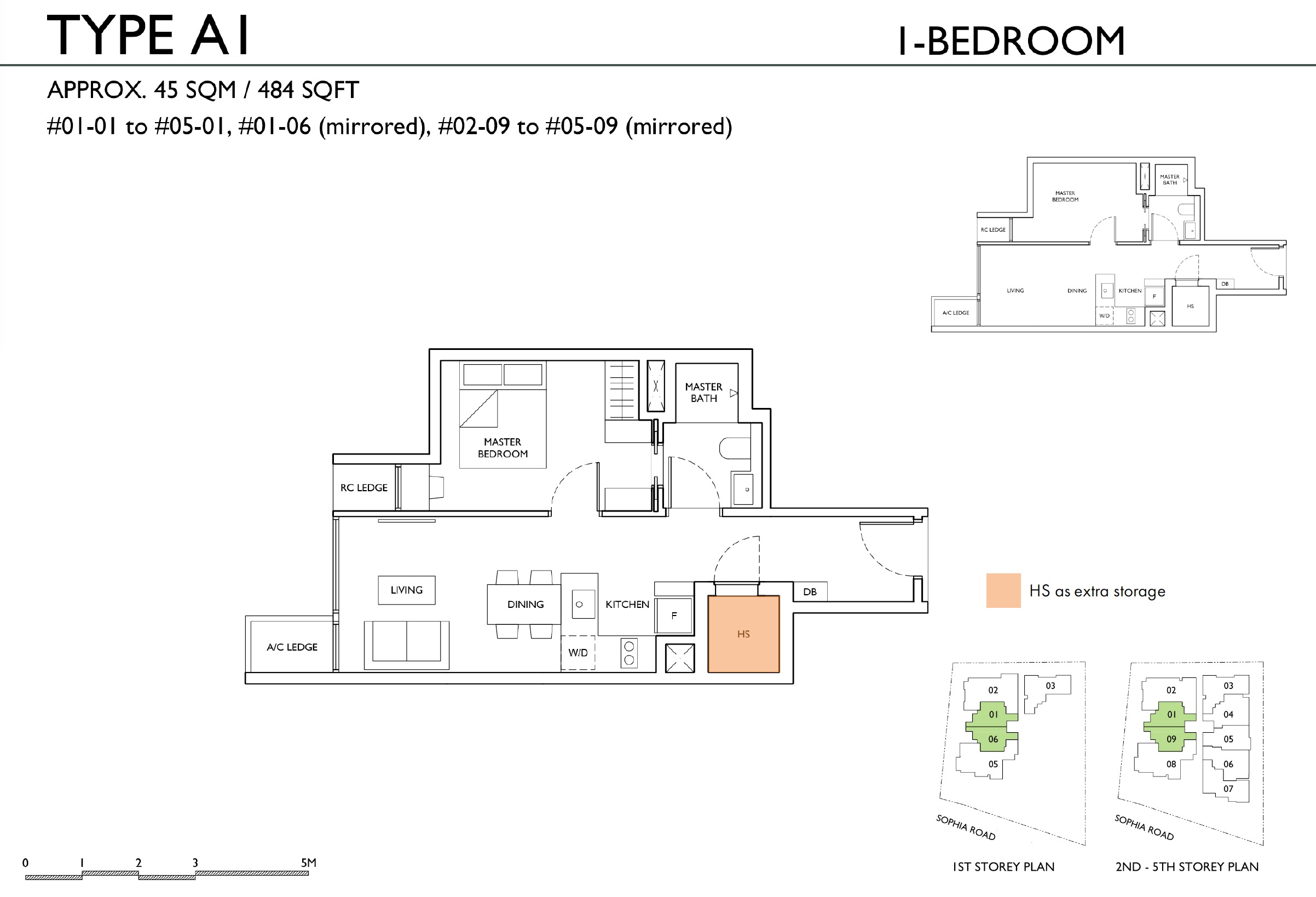 Sophia Meadows – Type A1 1BR Floor Plan