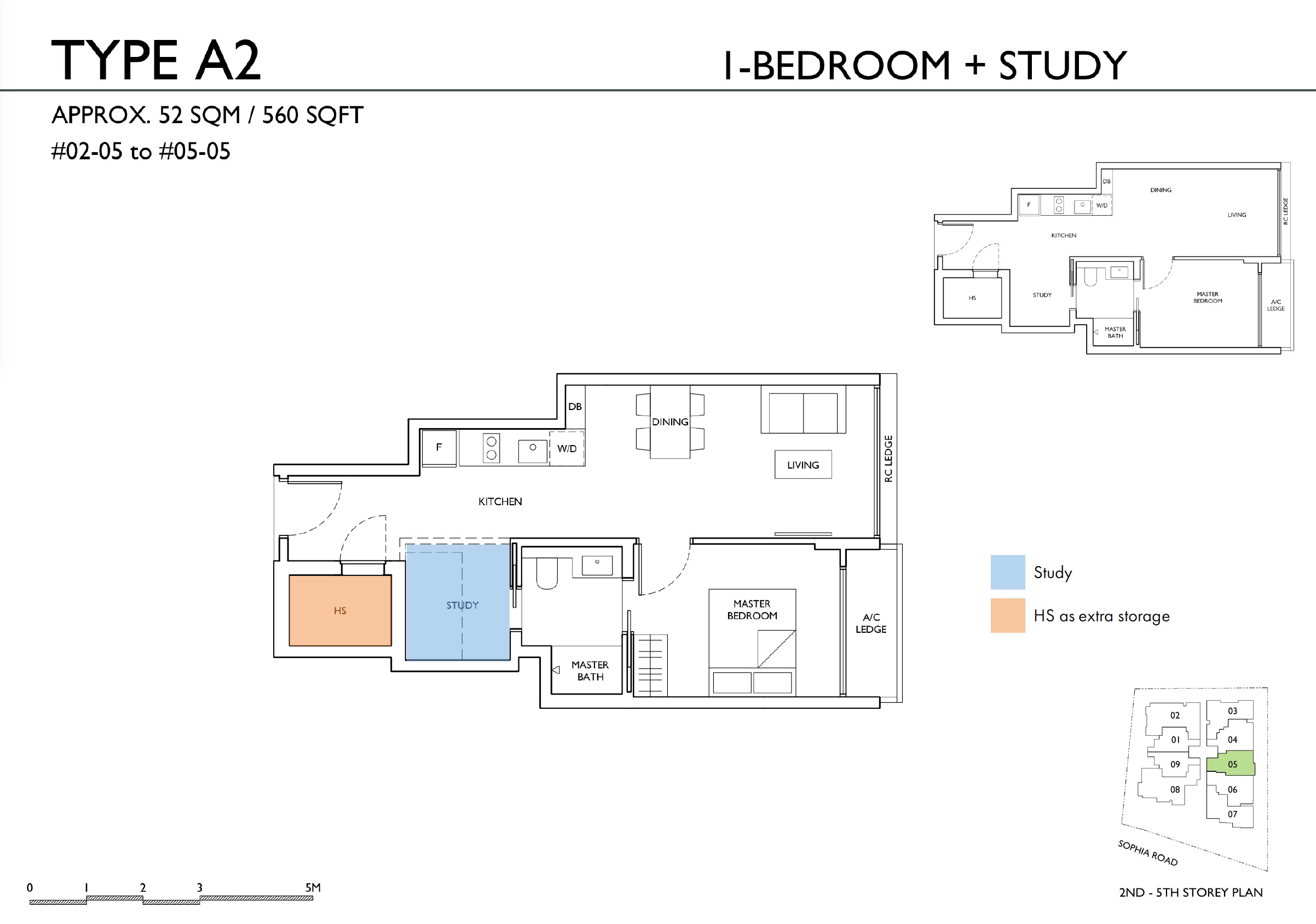 Sophia Meadows – Type A2 1BR+Study Floor Plan