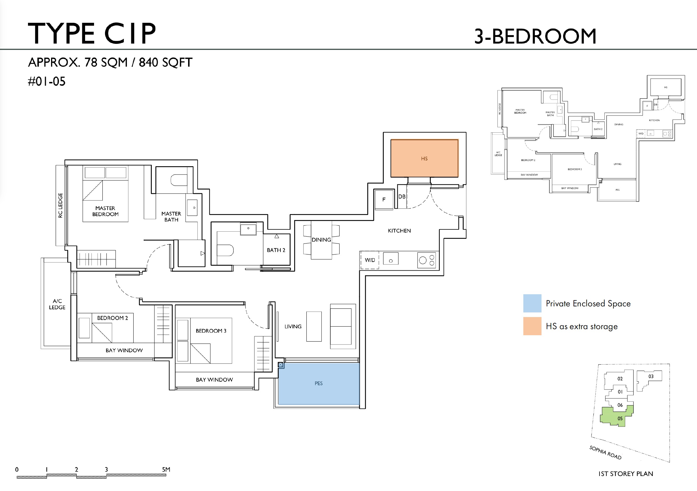 Sophia Meadows – Type C1P 3BR Floor Plan