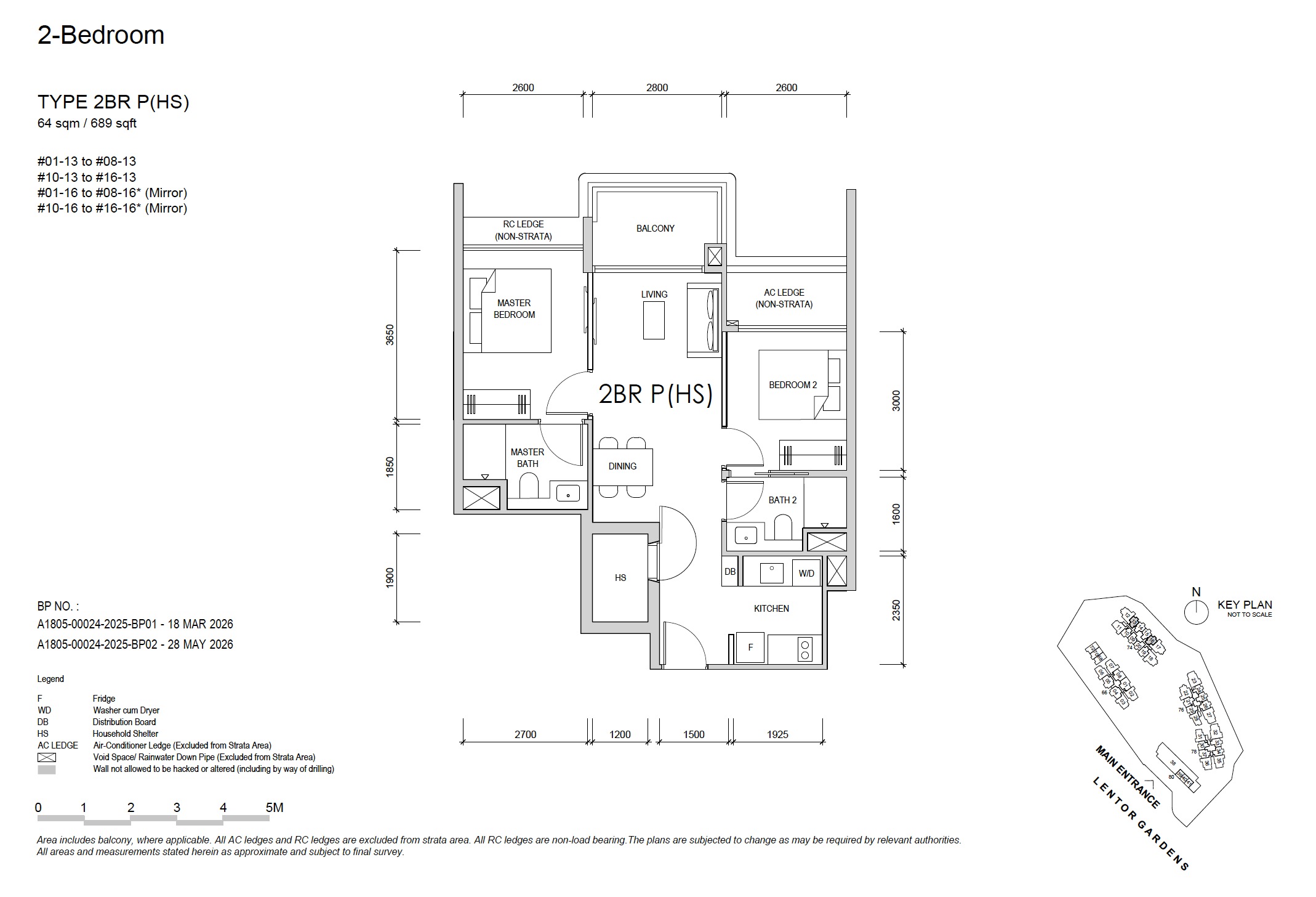 Lentor Gardens – 2BR P(HS) Floor Plan