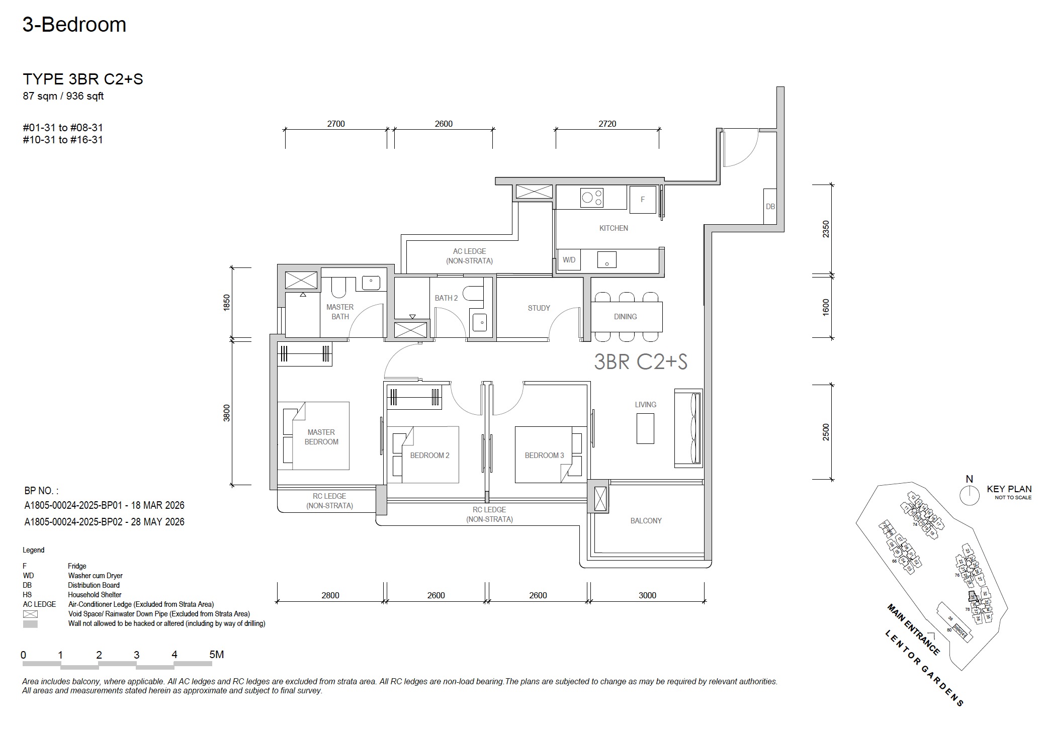 Lentor Gardens 3BR – C2+S Floor Plan