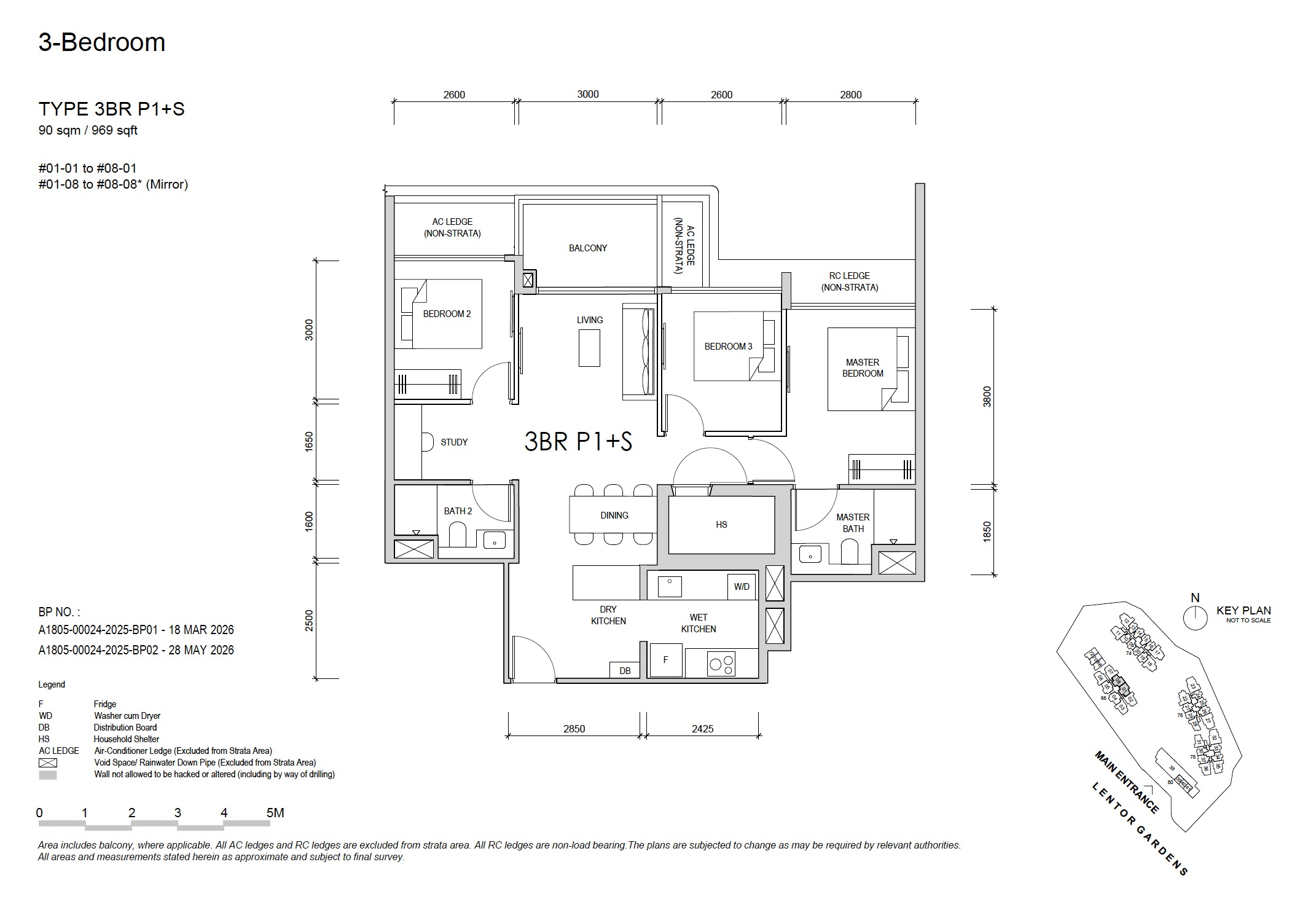 Lentor Gardens 3BR P1+S Floor Plan