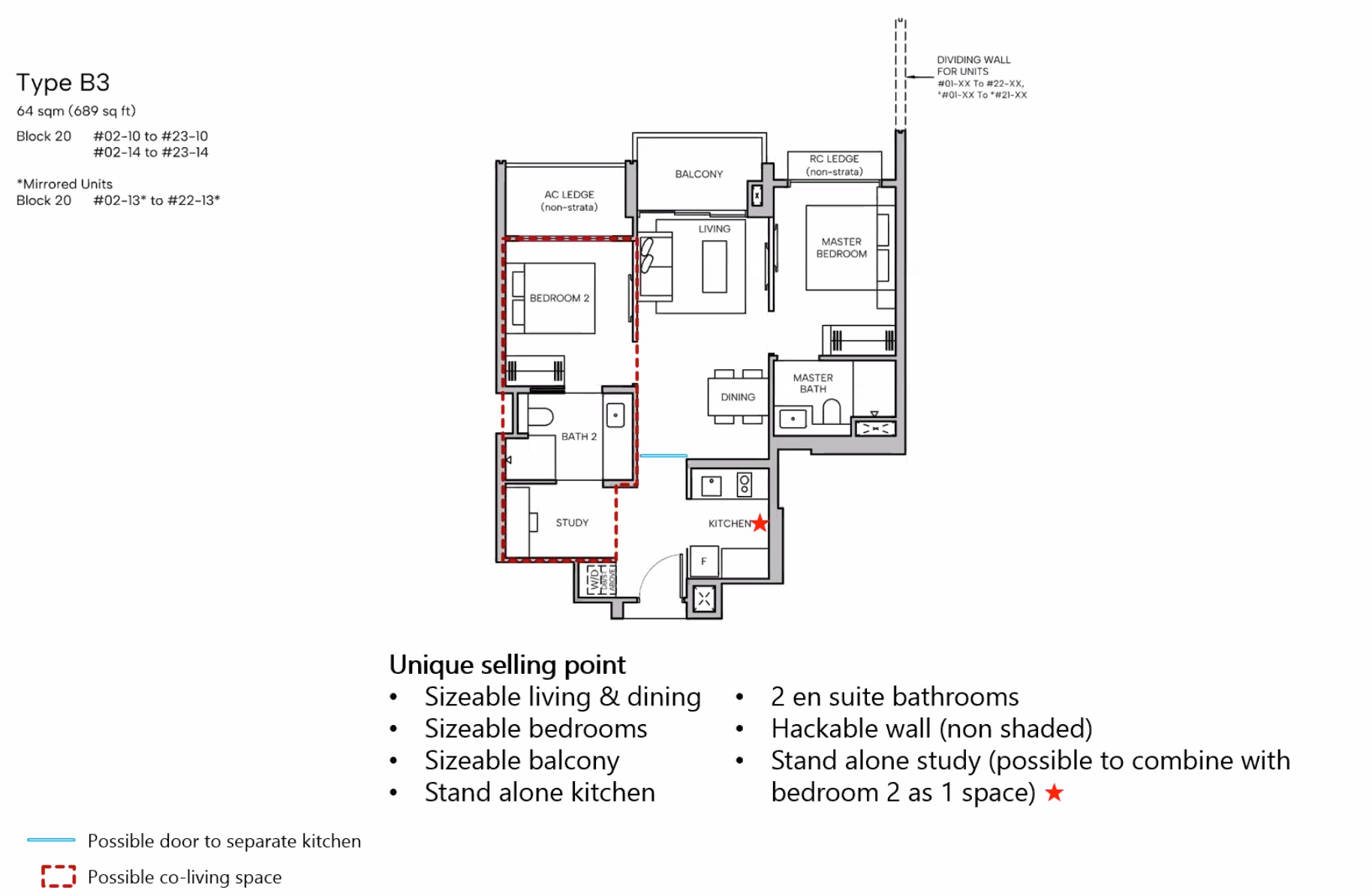 Hudson Place Floor Plan 2BR Study (Showflat)