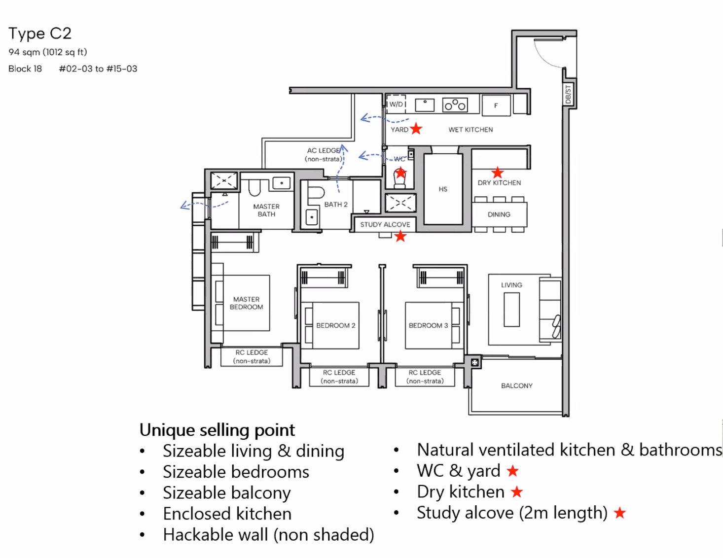 Hudson Place Floor Plan 3BR C2