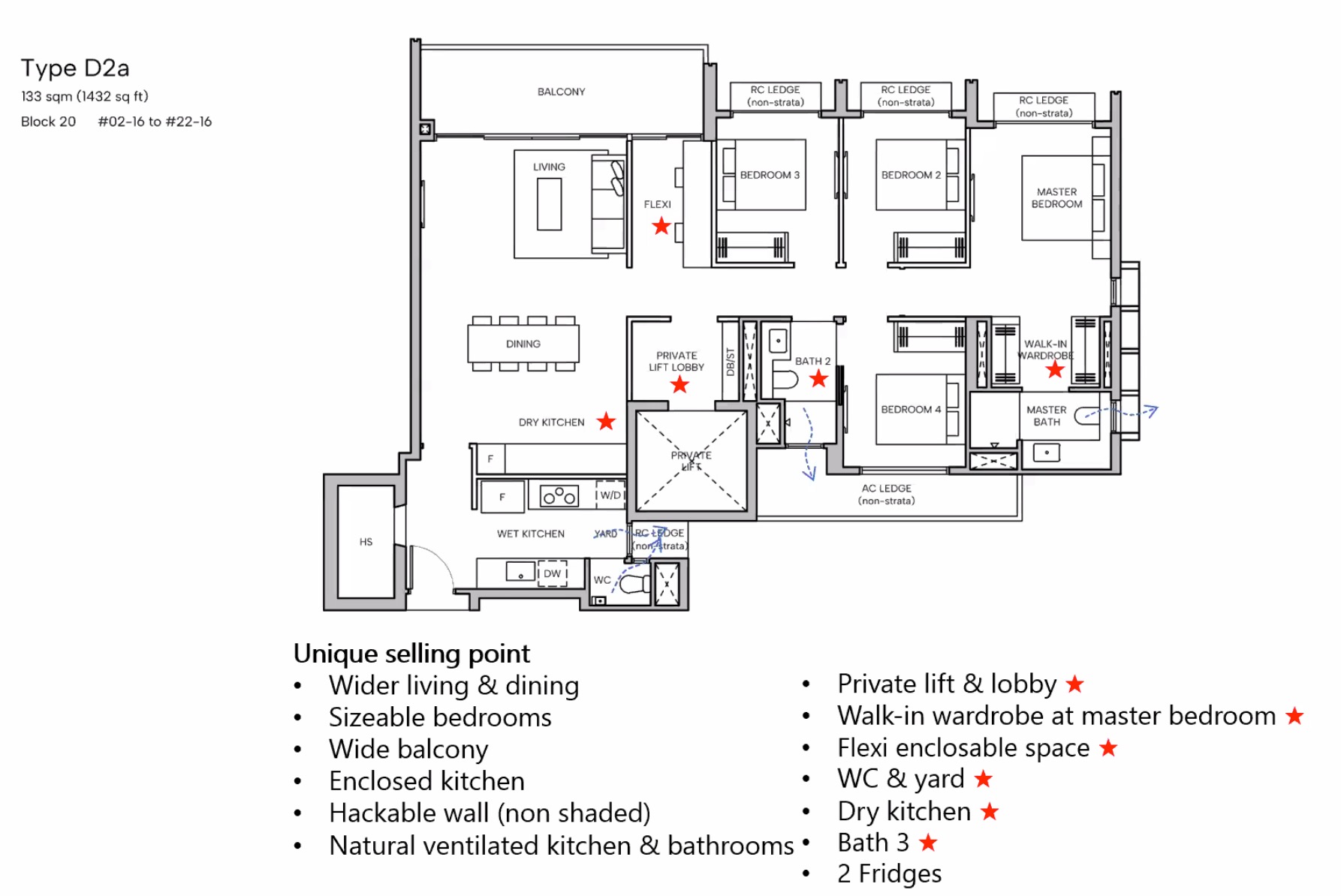 Hudson Place Floor Plan 4BR D2a