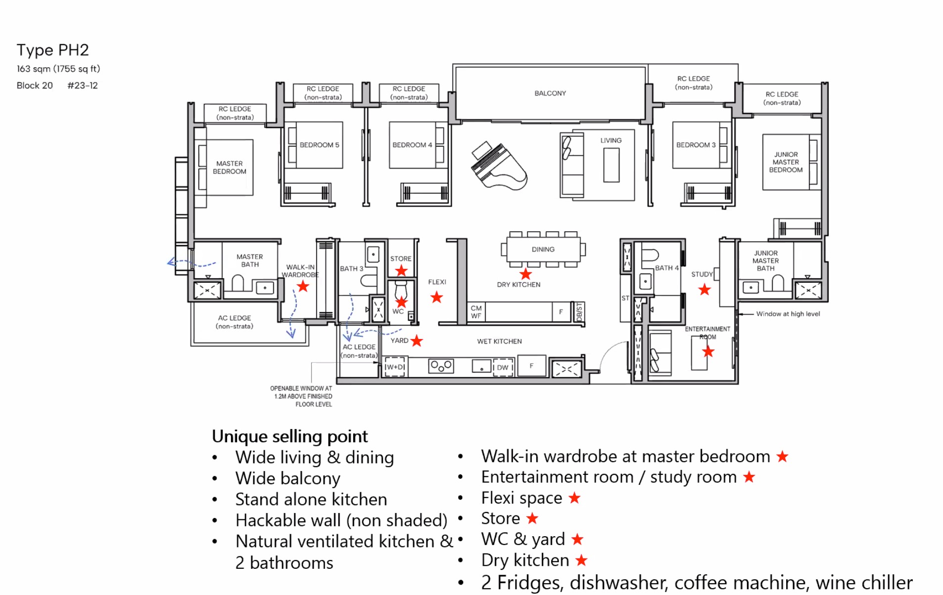 Hudson Place Floor Plan 5BR PH2 Penthouse