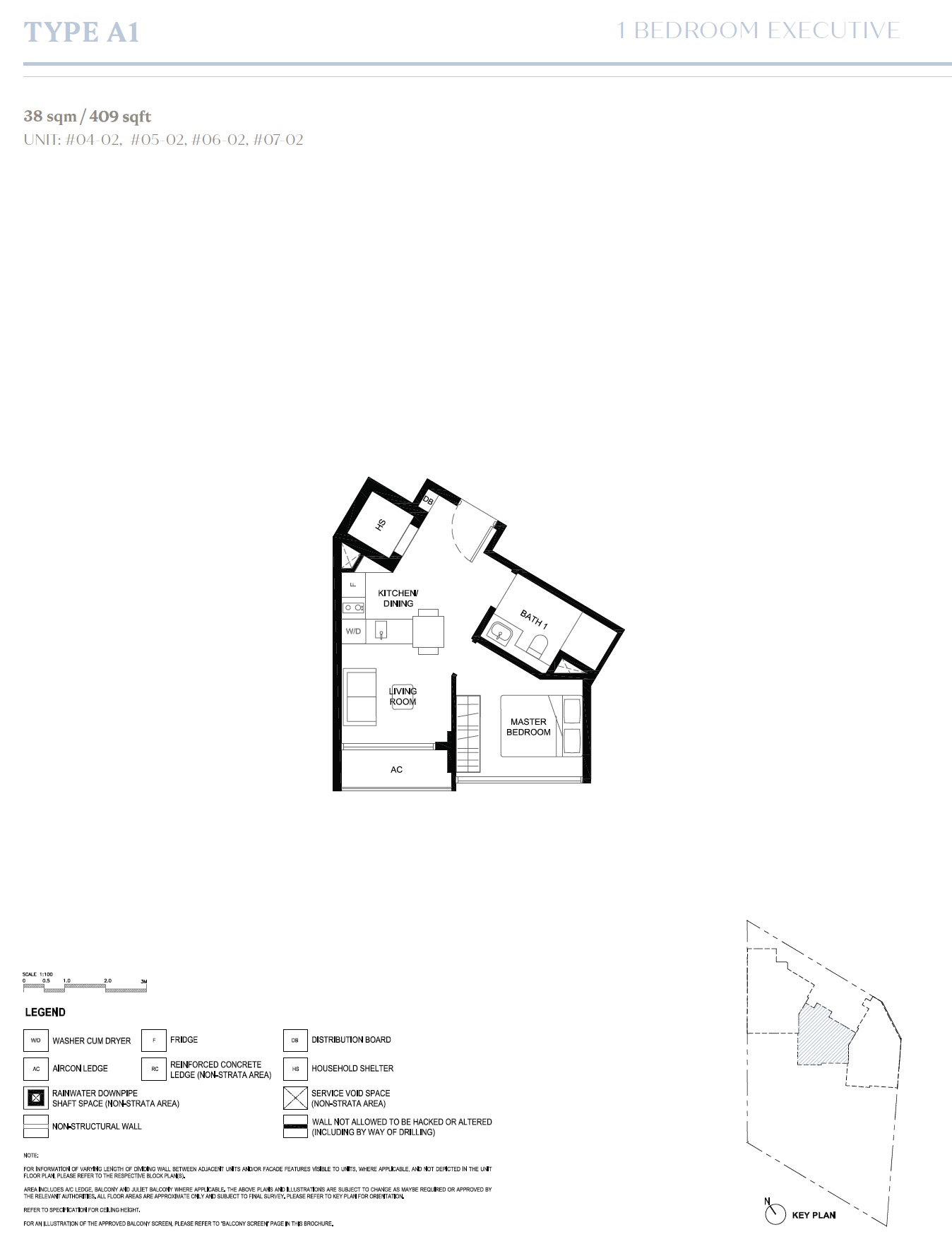 Duet Emily – 1BR A1 Floor Plan