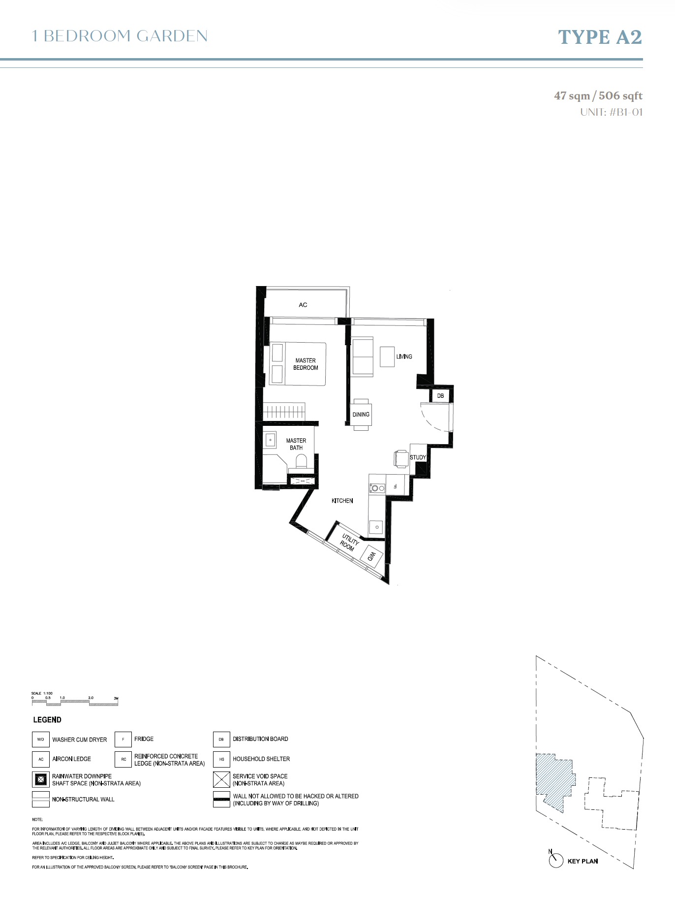 Duet Emily – 1BR A2 Floor Plan