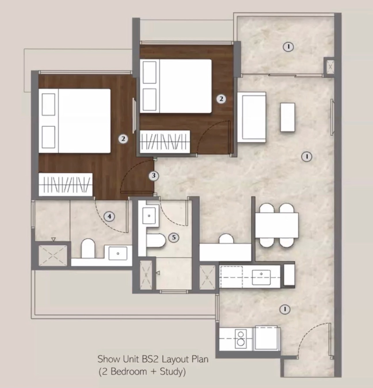 Dunearn House – Prelim 2BR +S Floor Plan