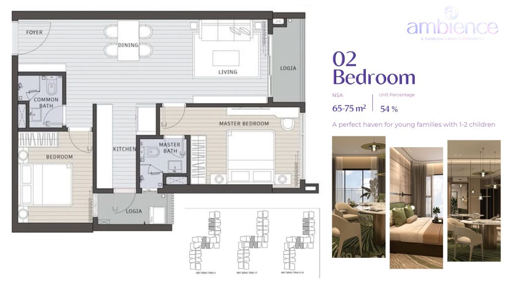 Ambience Gamuda – 2BR Floor Plan