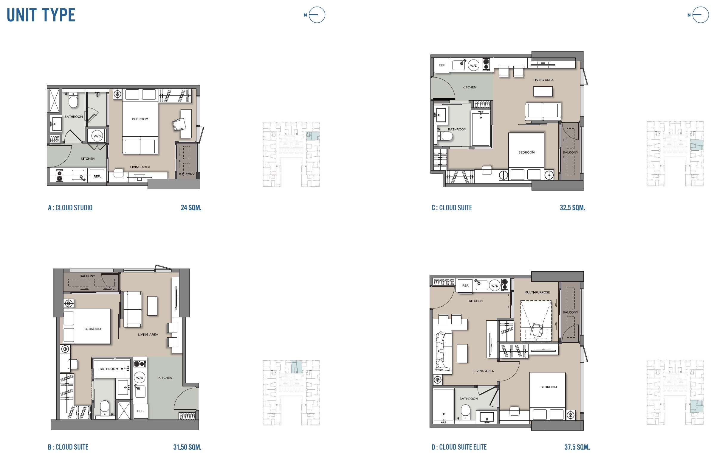 Cloud Thonglor Phetchaburi – Typical Unit Types